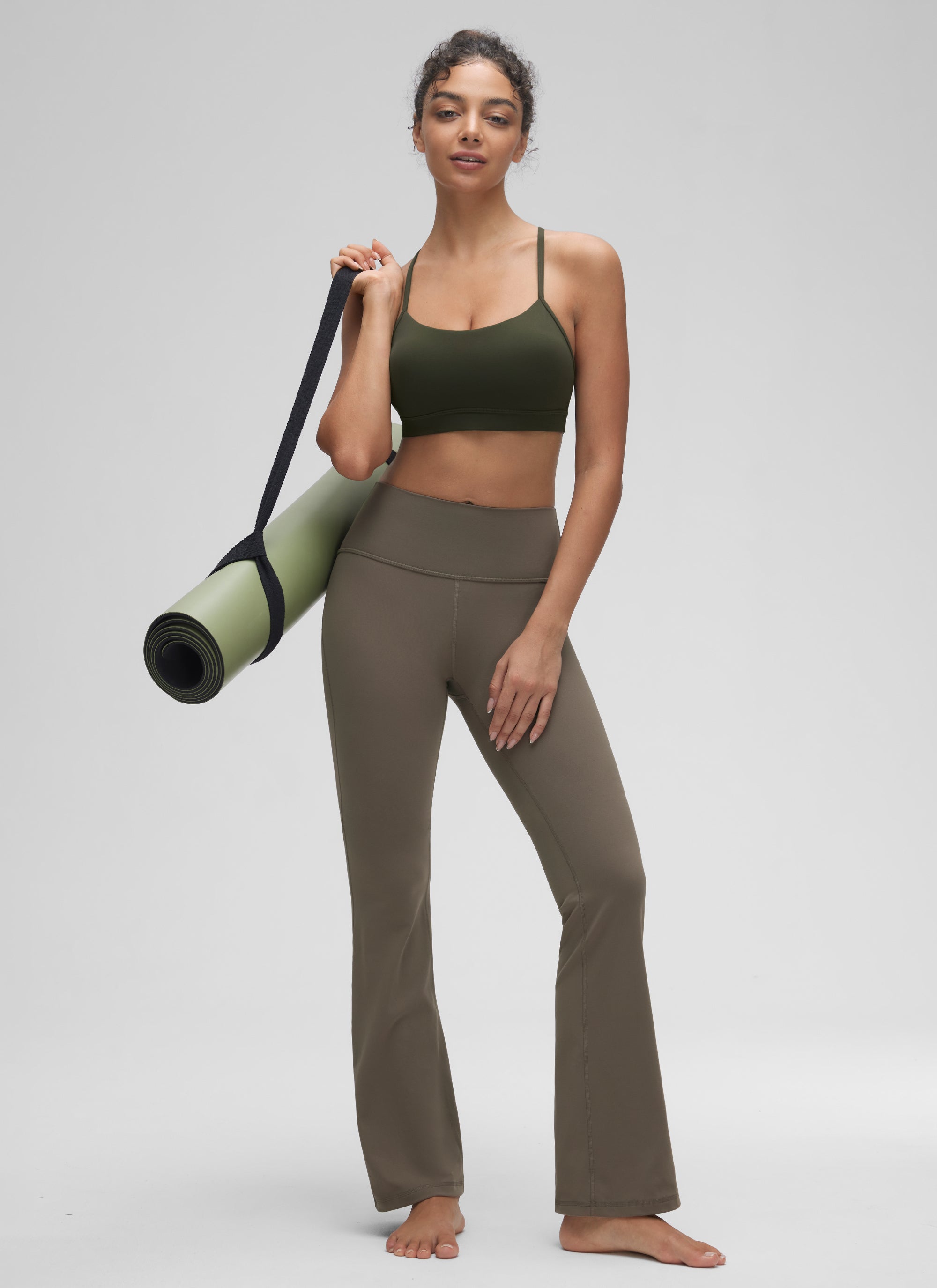 CRZ YOGA レディース ヨガ ライトサポートButterluxe スポーツブラ Yバック オリーブグリーン