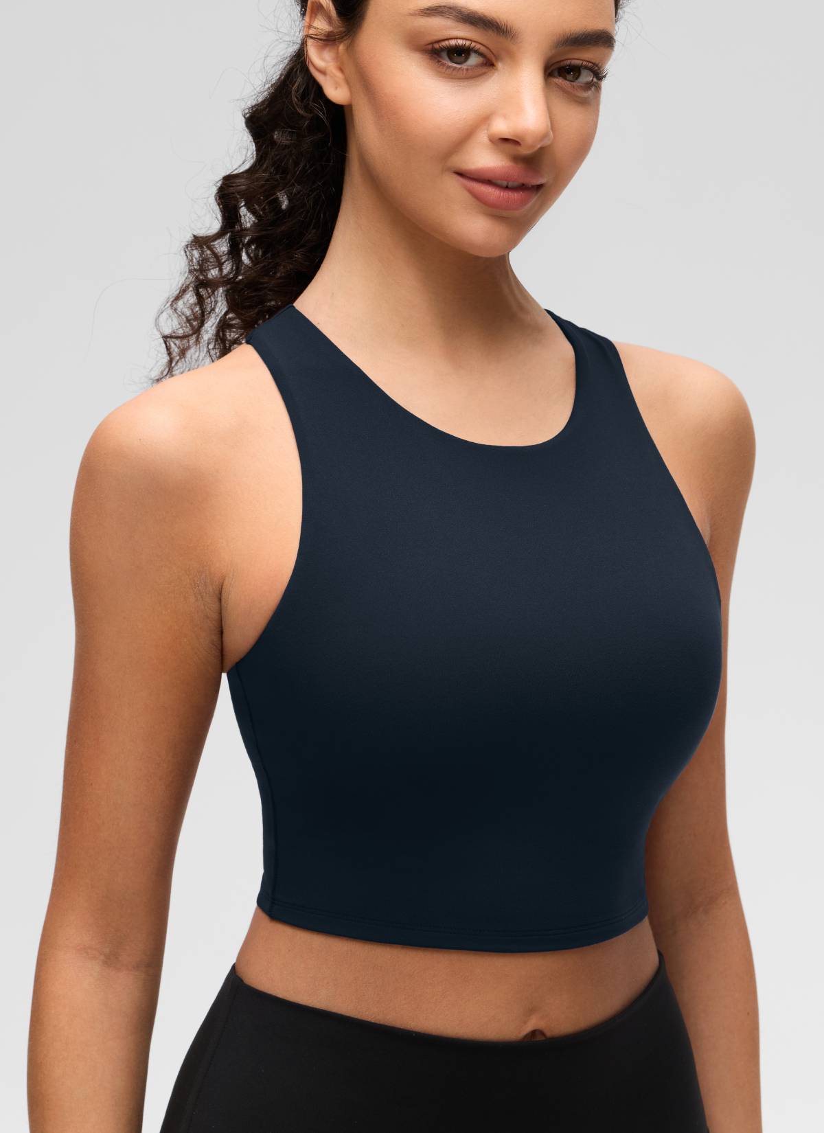CRZ YOGA  Women's Yoga Low Support Butterluxe Tank High Neck Racerback True Navy