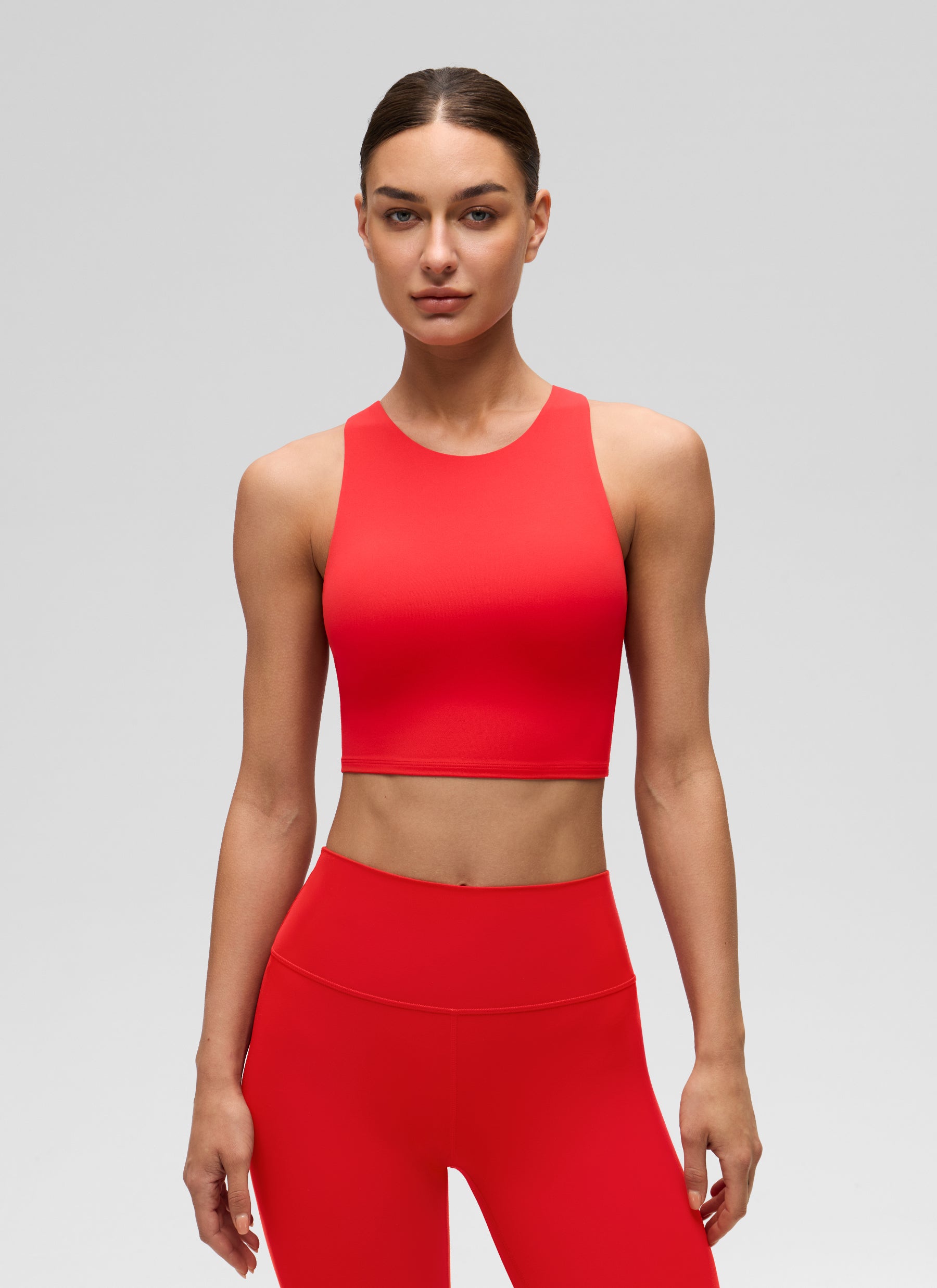 CRZ YOGA  Women's Yoga Low Support Butterluxe Tank High Neck Racerback Deep Red