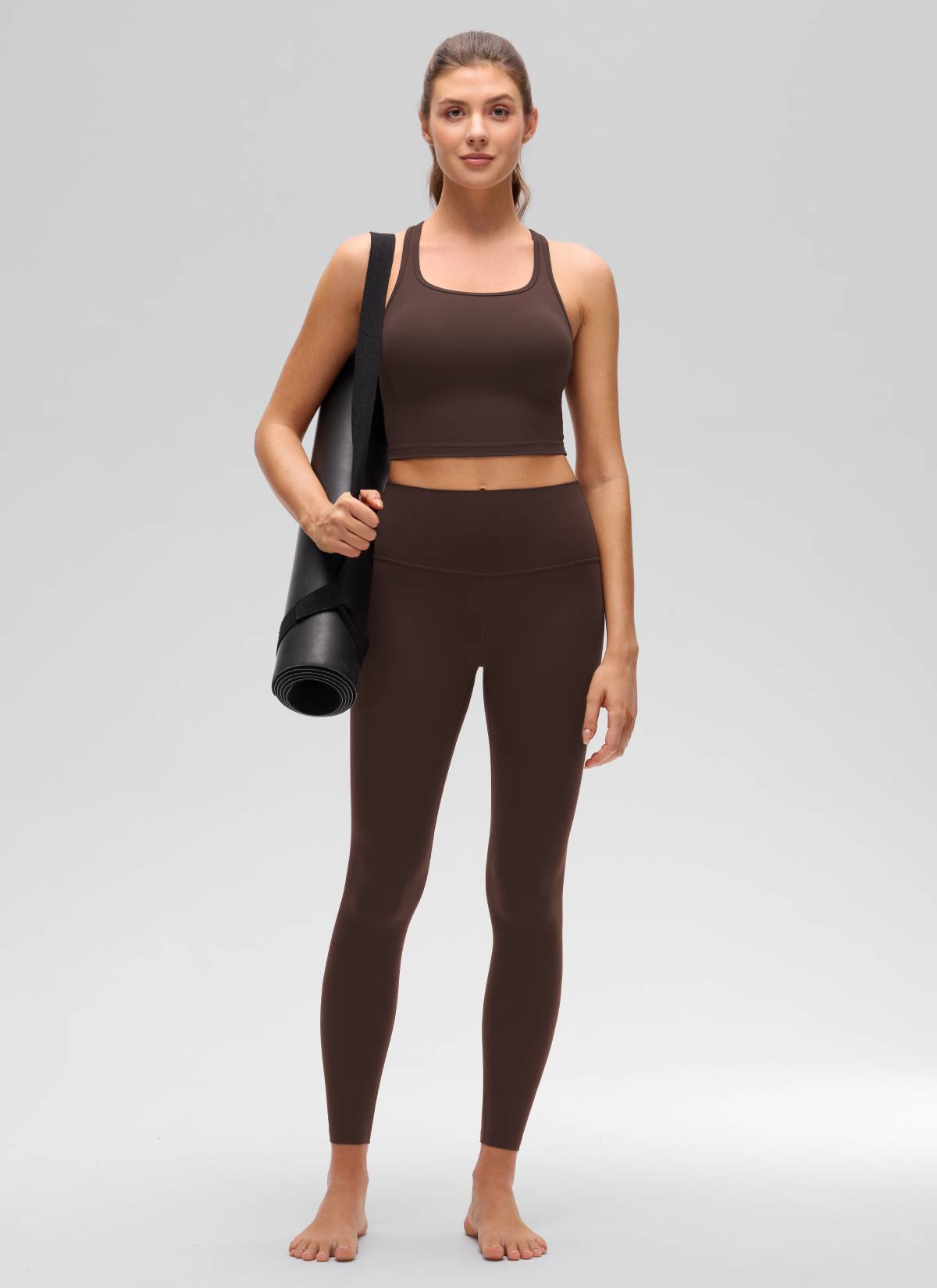 CRZ YOGA レディース ヨガ ローサポート Butterluxe スクエアネック ブラ Yバックスタイル ホットファッジブラウン