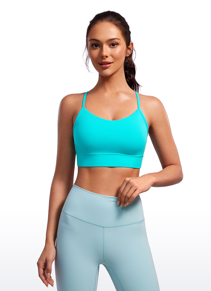 CRZ YOGA Women's Yoga Light Support Butterluxe Longline Bra Y-Back Spectral Blue