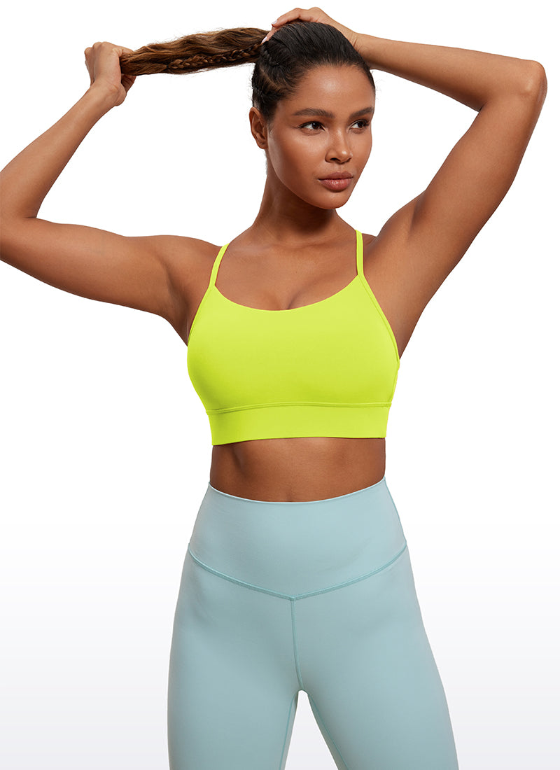CRZ YOGA Women's Yoga Light Support Butterluxe Longline Bra Y-Back Neon Yellow