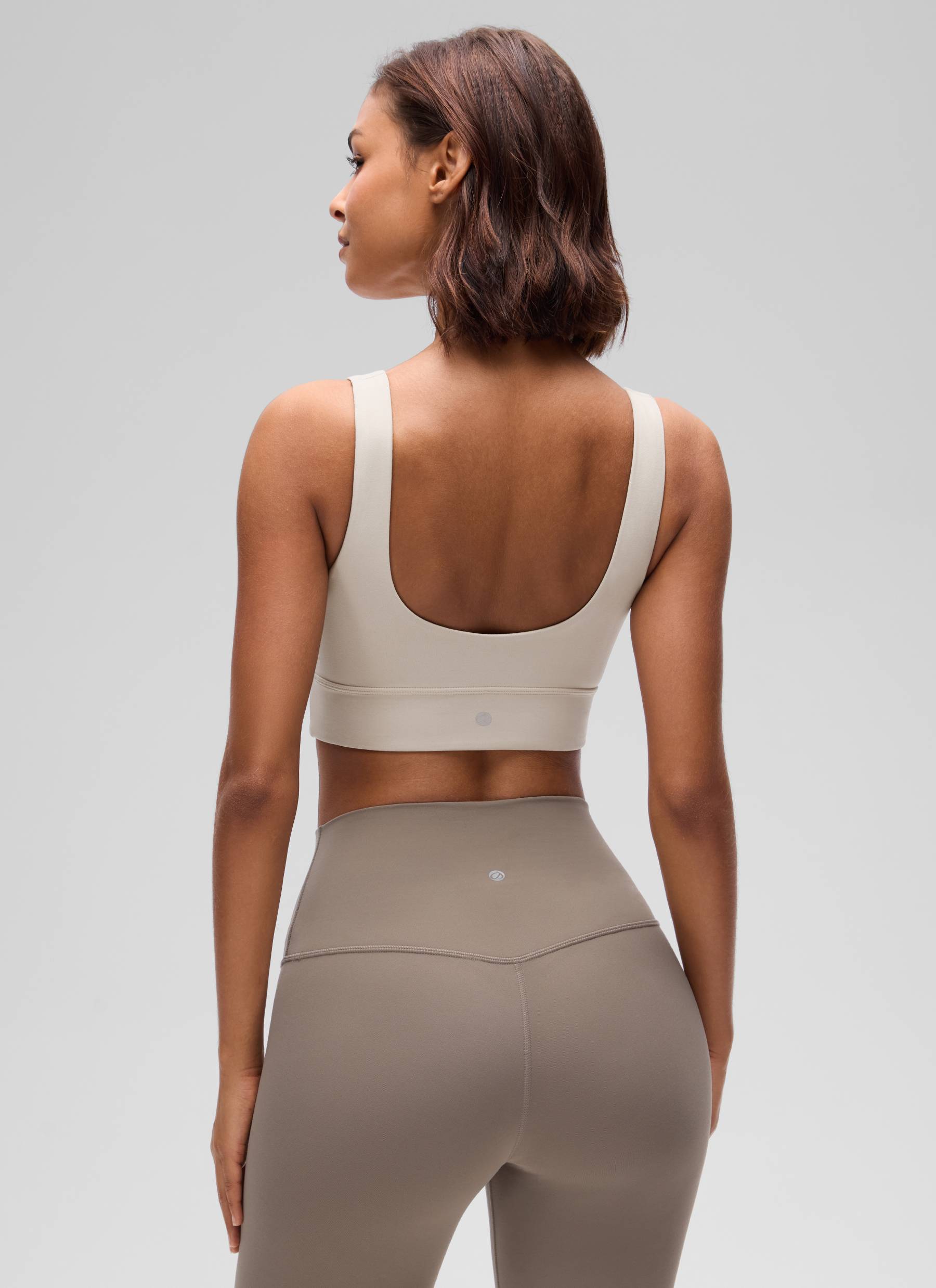 CRZ YOGA Women's Yoga Low Support Butterluxe Sport Bra U Back Longline Mojave Tan