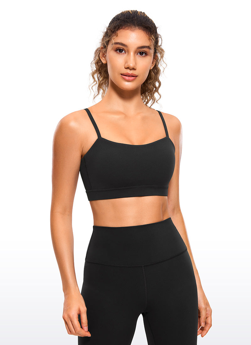 CRZ YOGA レディース Butterluxe 調整可能なスパゲッティストラップ スポーツブラ ブラック