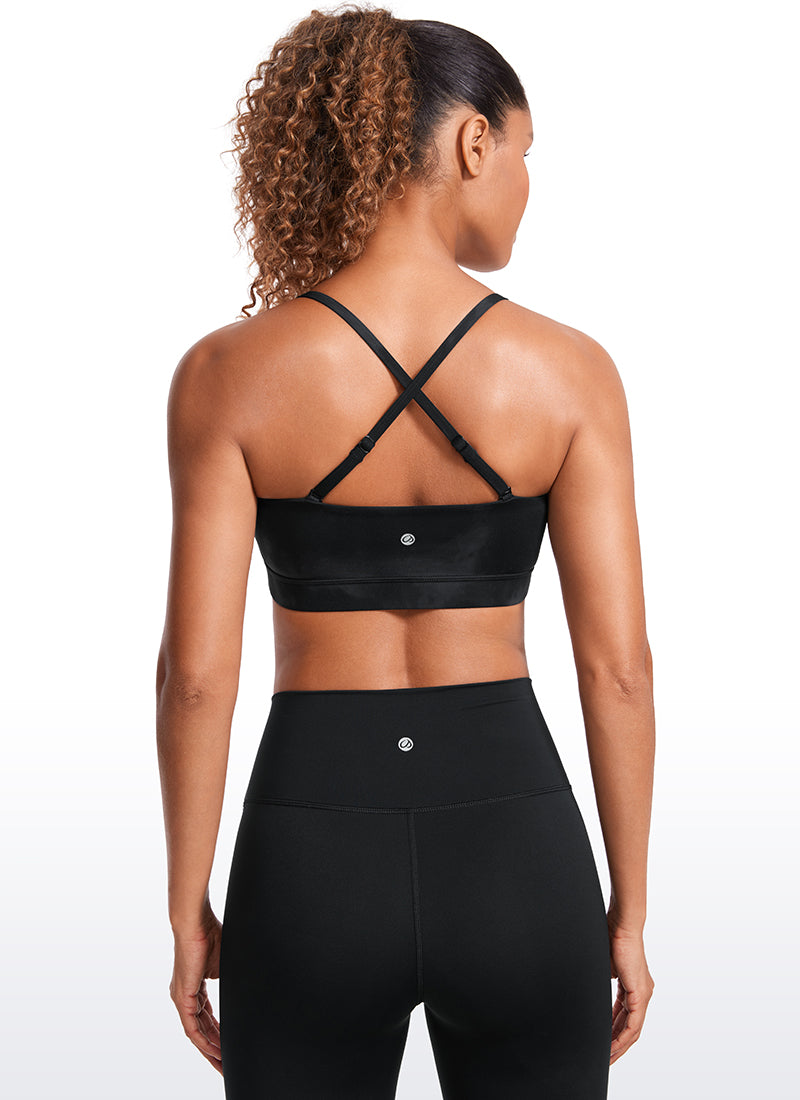 CRZ YOGA レディース Butterluxe 調整可能なスパゲッティストラップ スポーツブラ ブラックタイダイフラワー