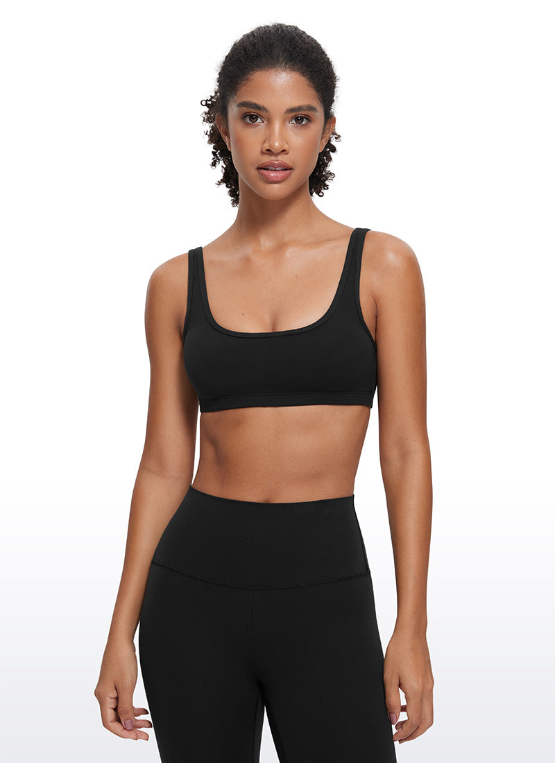 CRZ YOGA レディースButterluxe スクープネックキャミソール パッド入りミニブラ ブラック