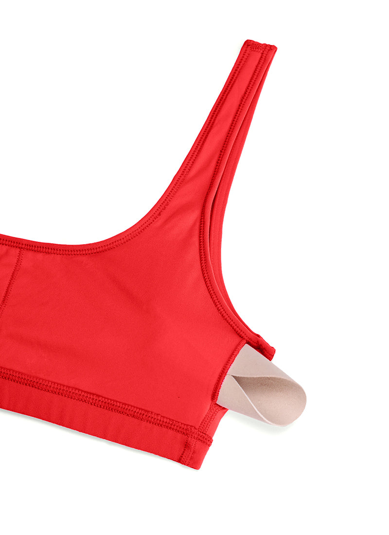CRZ YOGA レディース Butterluxe スクープネック キャミ パッド入り ミニブラ ディープレッド