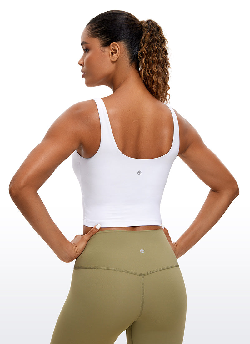 CRZ YOGA レディース タイトフィット トップス Butterluxe ブラカップ付き Uバックスタイル タンク ホワイト