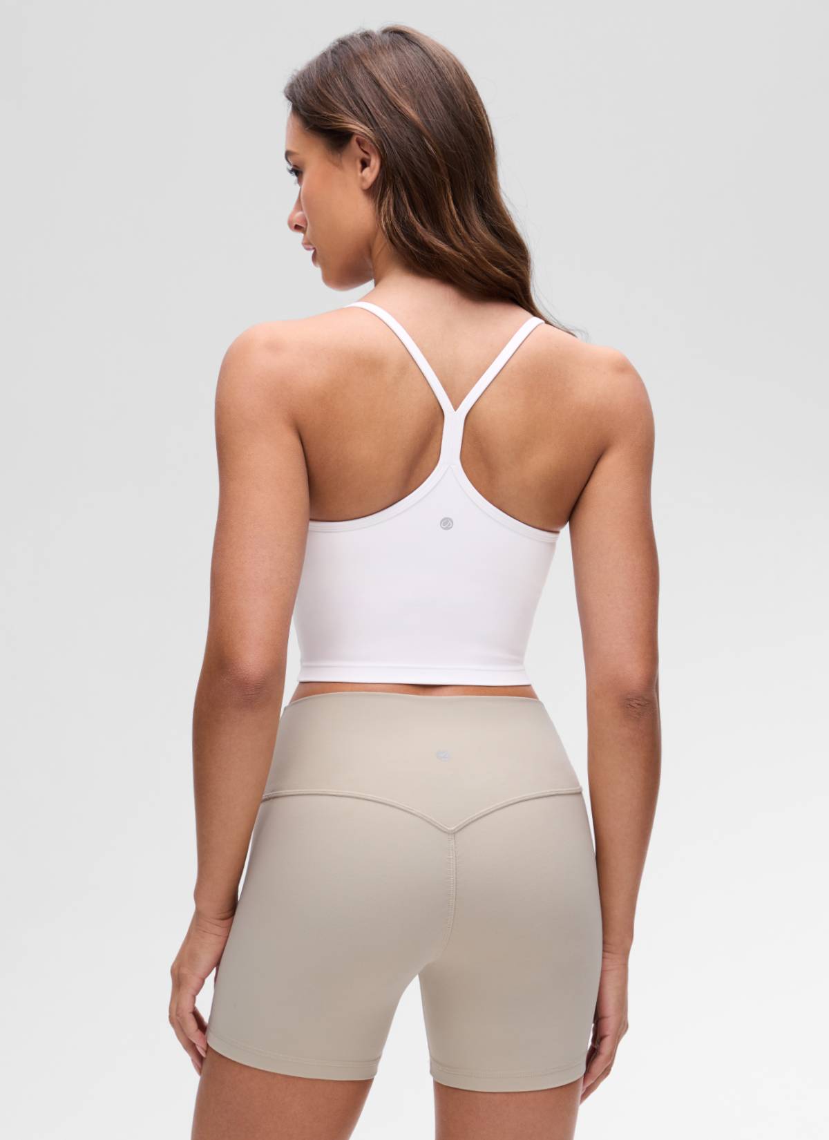 CRZ YOGA レディースButterluxe Yバック ロングライン スポーツブラ クロップドタンクトップ ホワイト