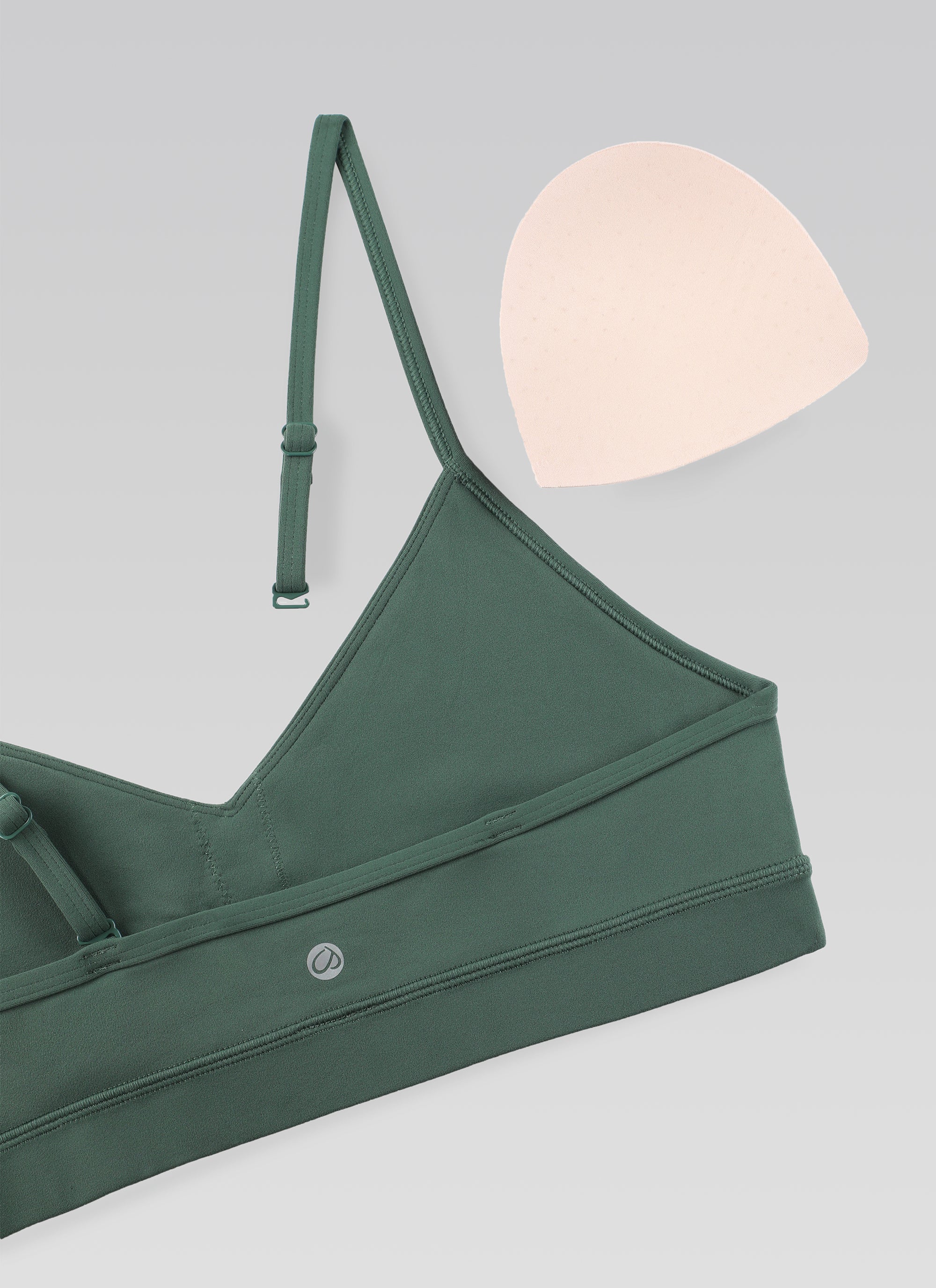 CRZ YOGAButterluxe レディース Vネックキャミソール ヨガ用パッド入りスポーツブラ ダークフォレストグリーン