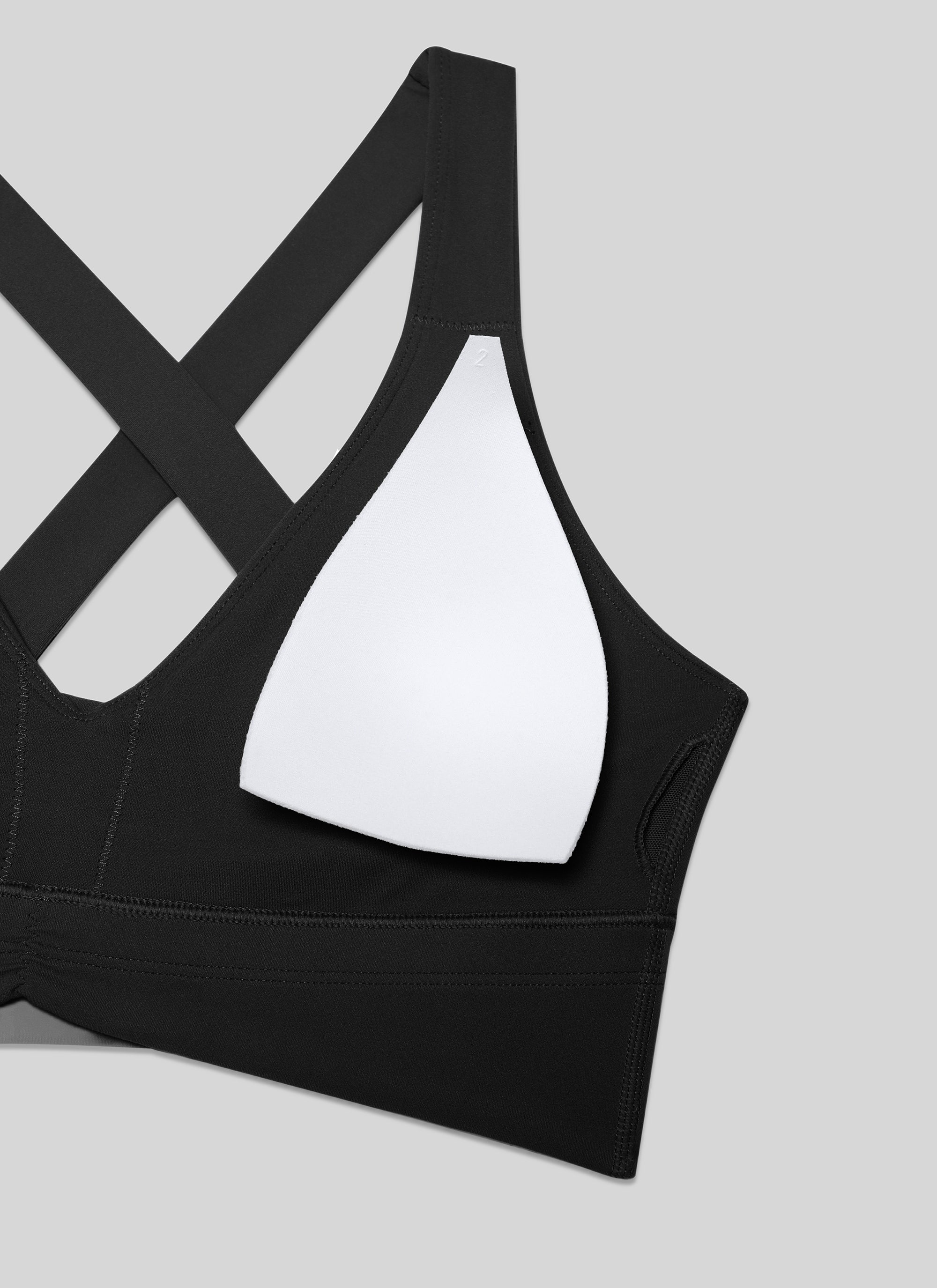 CRZ YOGA レディース ライトサポートButterluxe ヨガブラ シャーリング入り Vネック ブラック