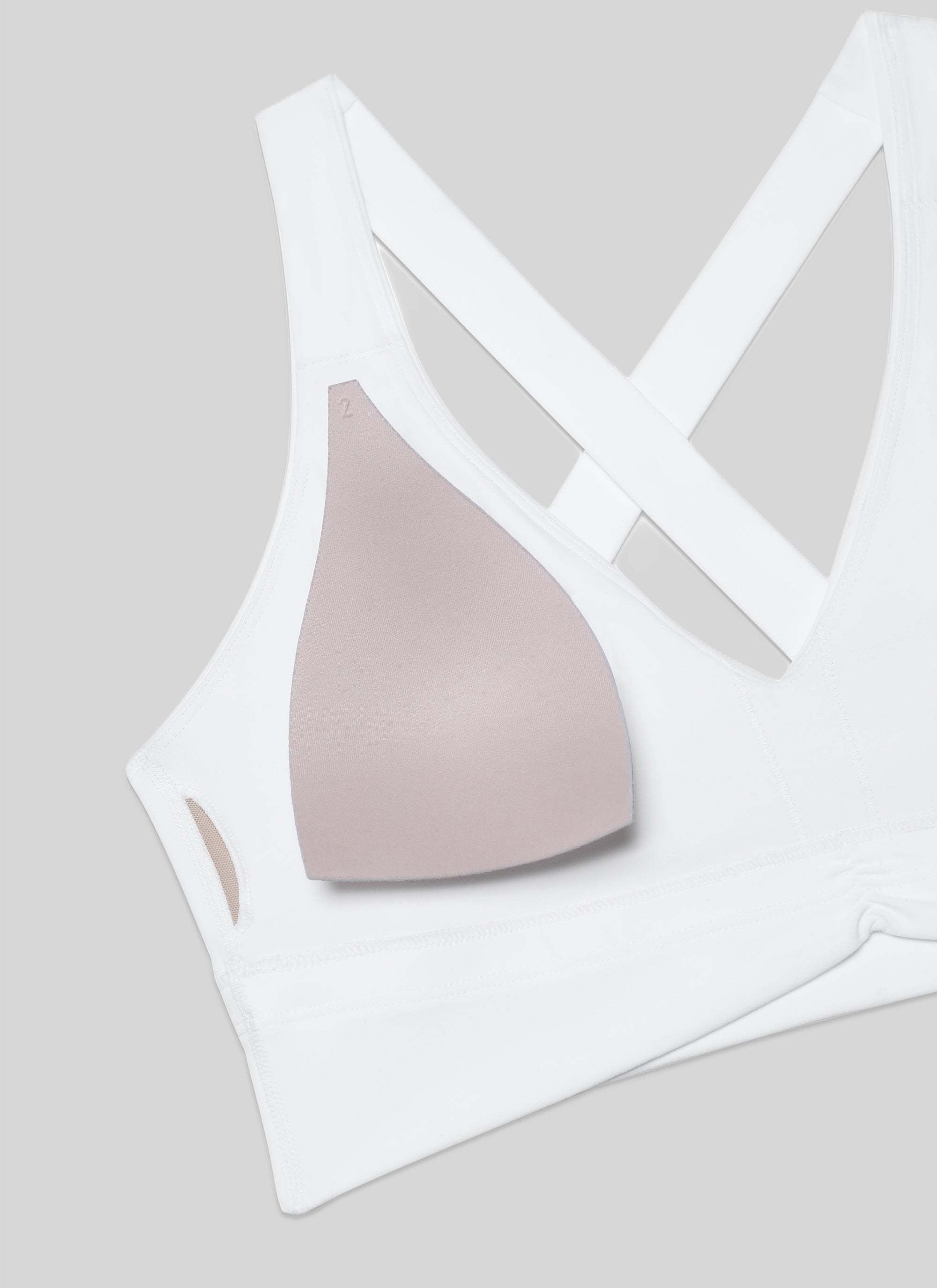 CRZ YOGA レディース ライトサポートButterluxe ヨガブラ シャーリング入り Vネック ホワイト