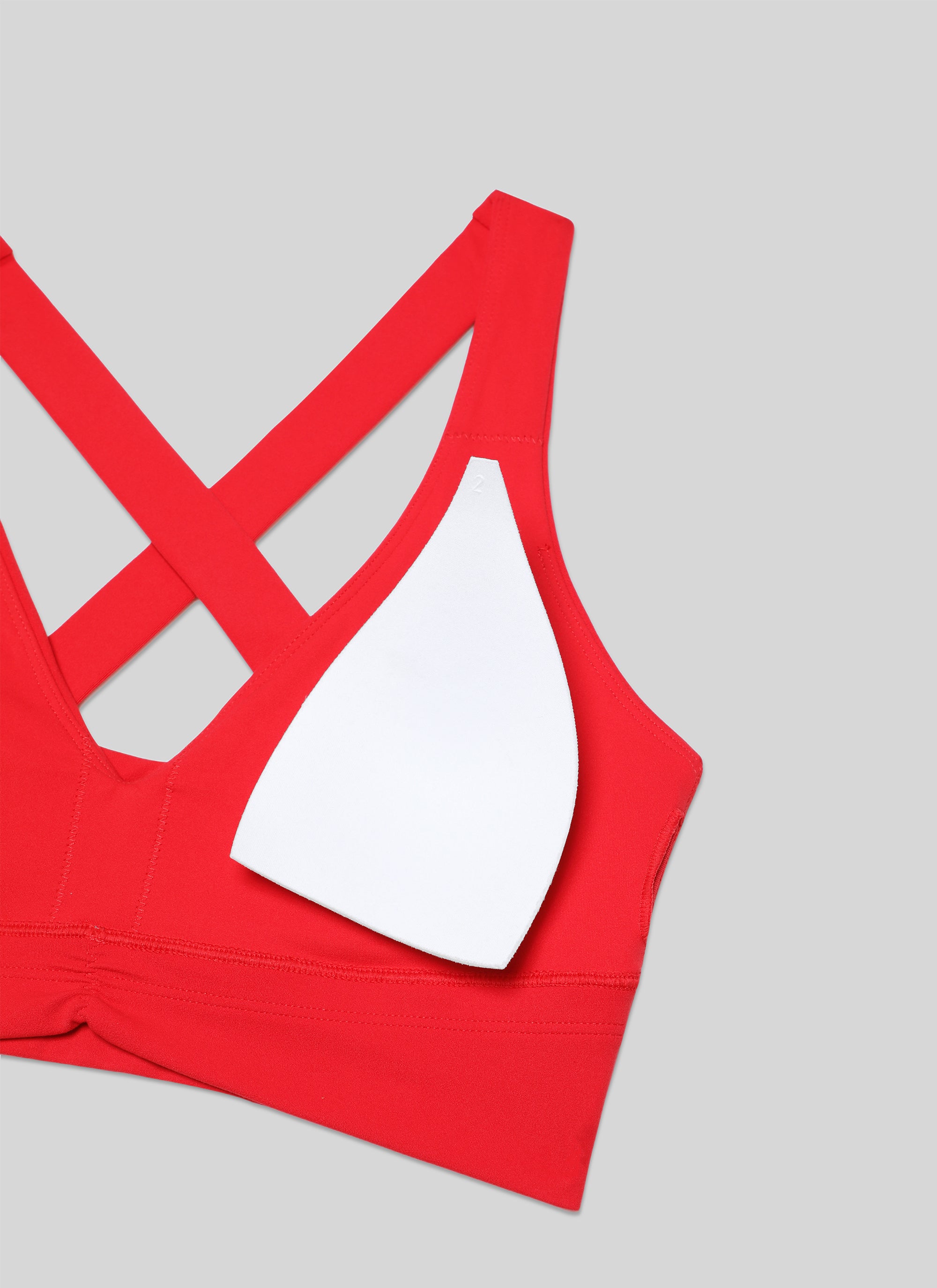 CRZ YOGA レディース ライトサポートButterluxe ヨガブラ シャーリング入り Vネック ディープレッド