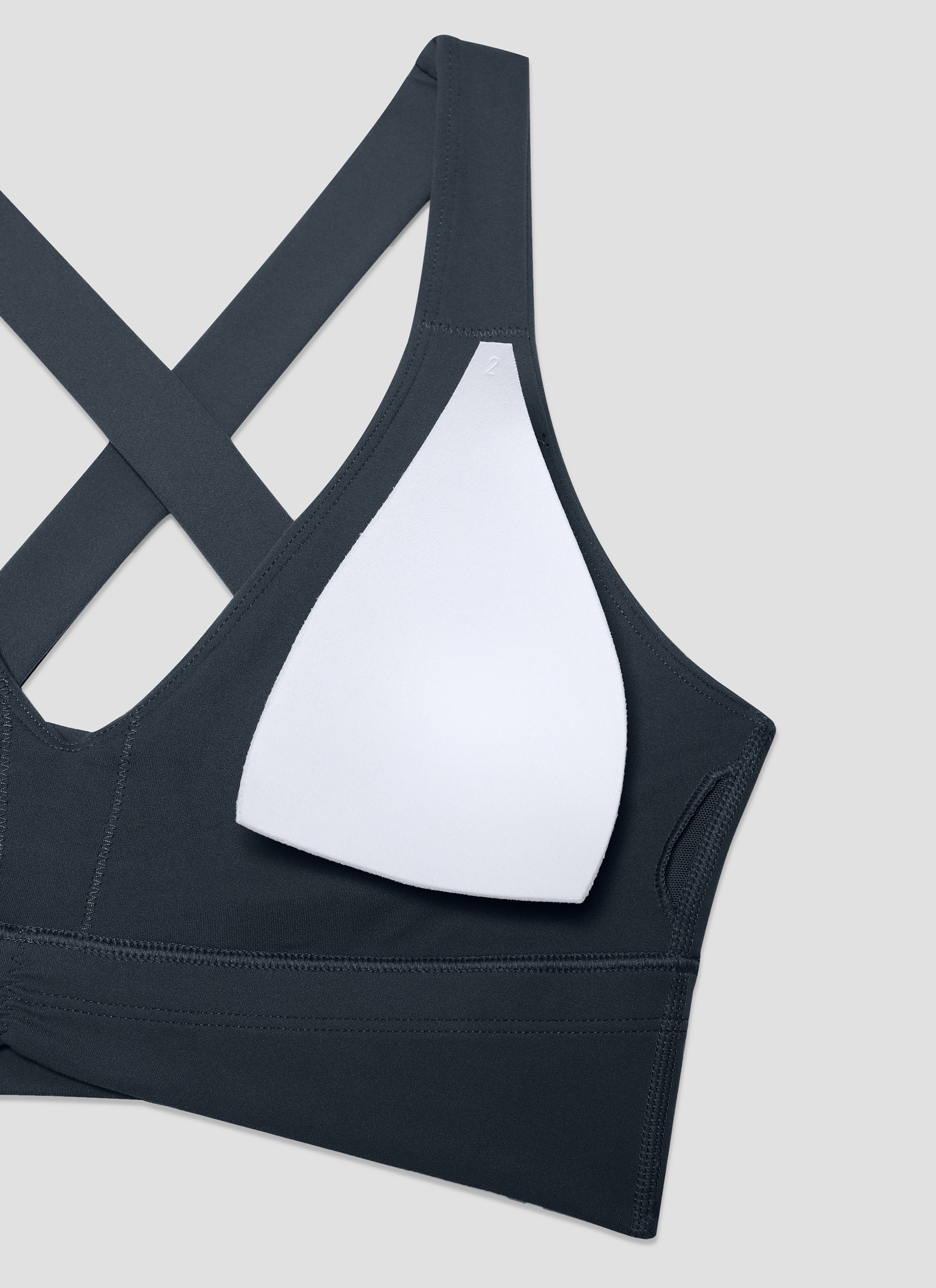 CRZ YOGA レディース ライトサポートButterluxe ヨガブラ シャーリング入り Vネック トゥルーネイビー