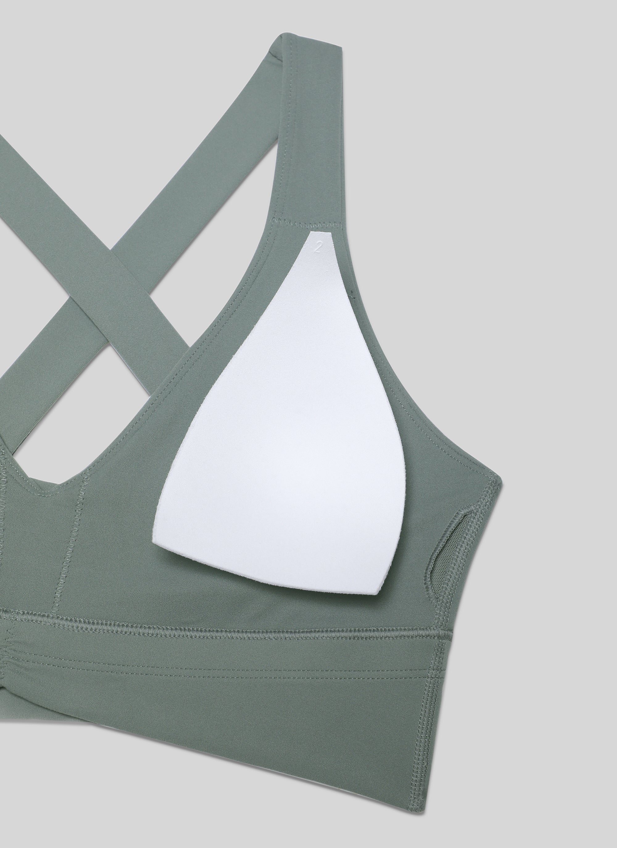 CRZ YOGA レディース ライトサポートButterluxe ヨガブラ シャーリング入りVネック グレーセージ