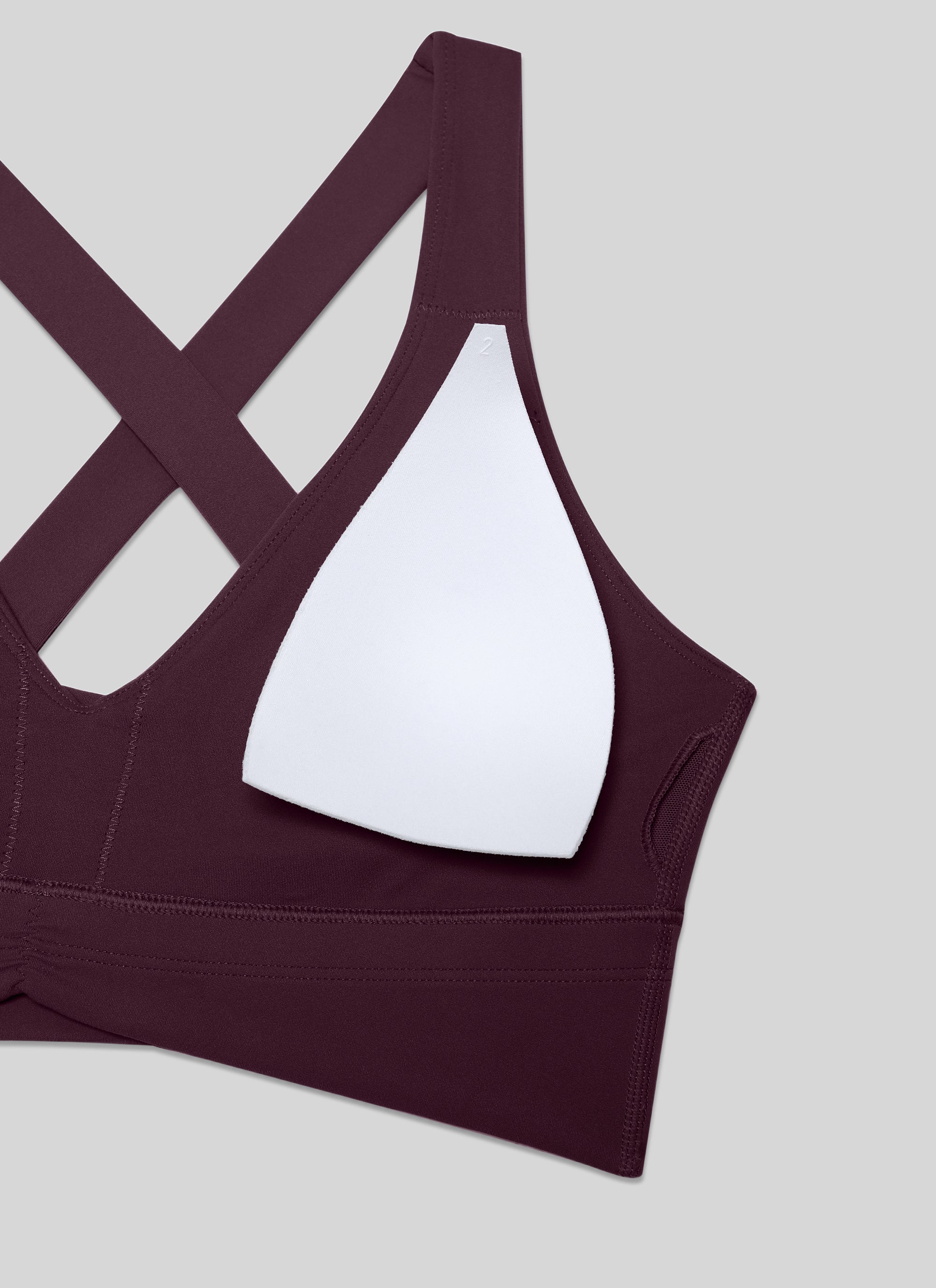 CRZ YOGA レディース ライトサポートButterluxe ヨガブラ シャーリング入り Vネック ディープパープル