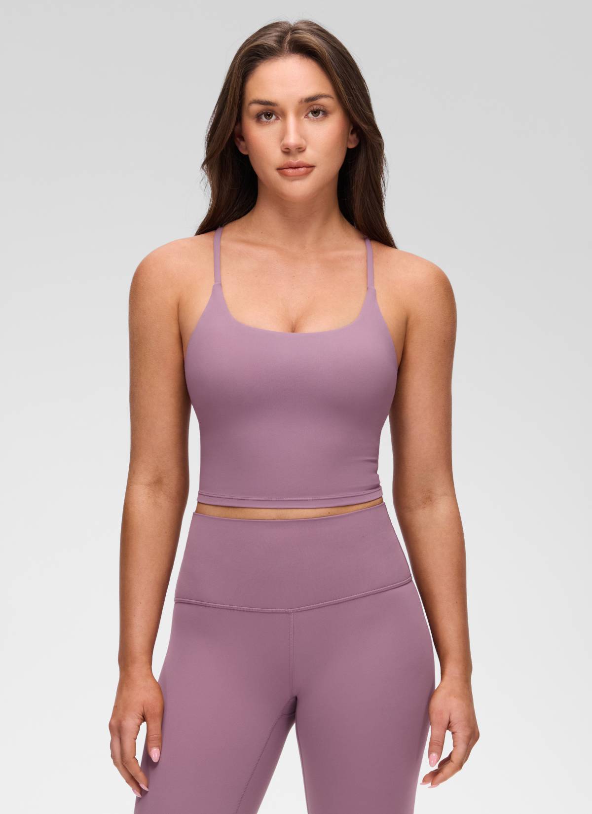 CRZ YOGA レディース Butterluxe Uネック ツイストクロスバック ブラパッド付きタンクトップ ライトラベンダー