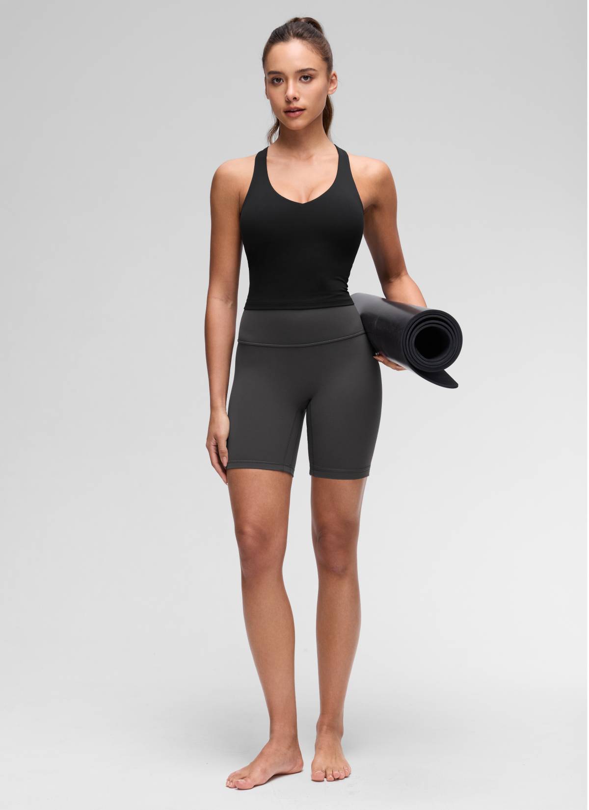 CRZ YOGA レディース Butterluxe ヨガ Vネック レーサーバック インナーブラ付きタンクトップ ブラック