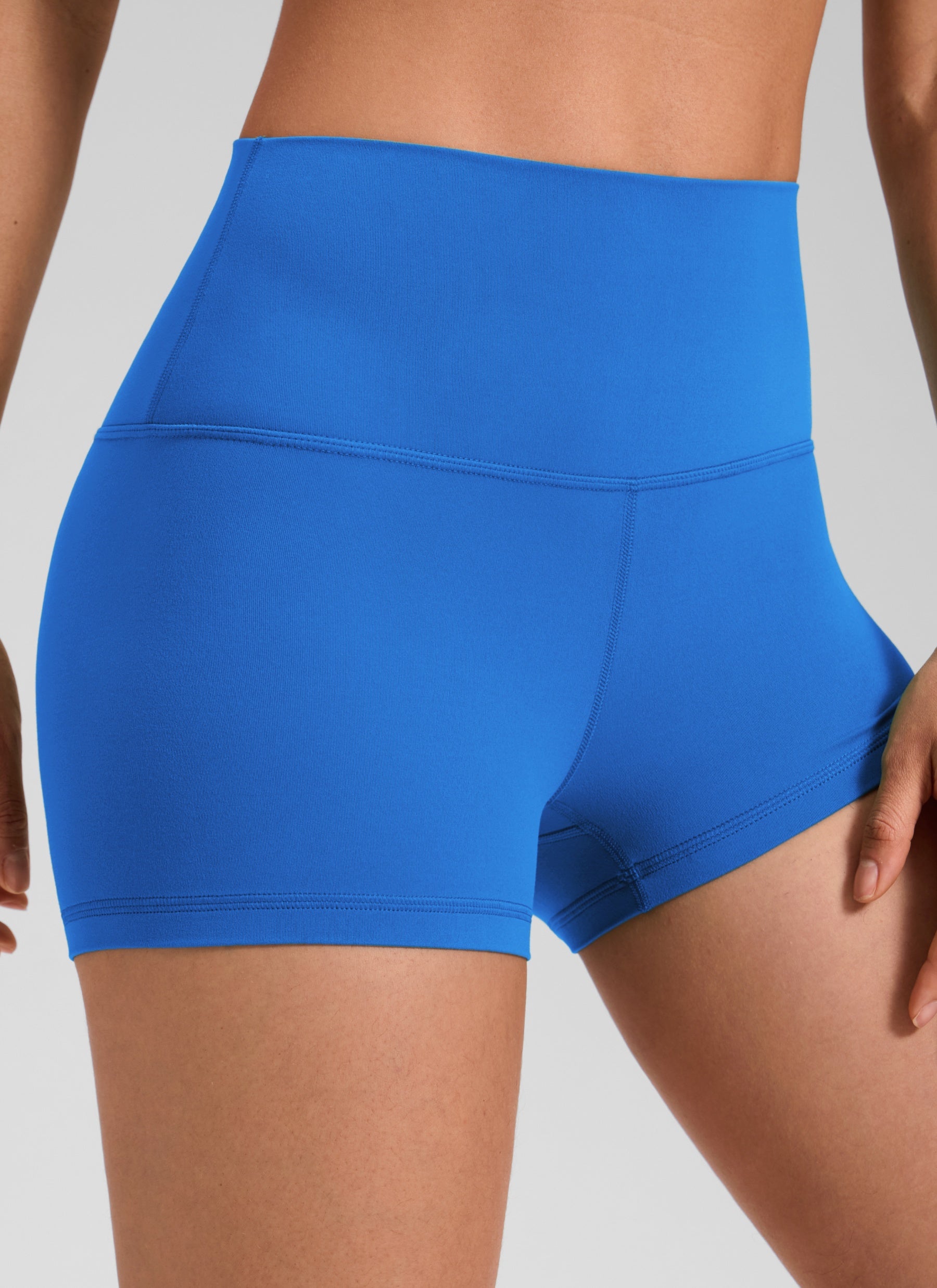 CRZ YOGA Women's Yoga High Rise Booty Butterluxe Biker Shorts 2.5'' Sparkle Blue
