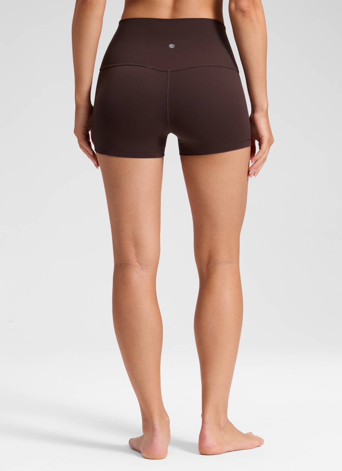 CRZ YOGA Women's Yoga High Rise Booty Butterluxe Biker Shorts 2.5'' Hot Fudge Brown