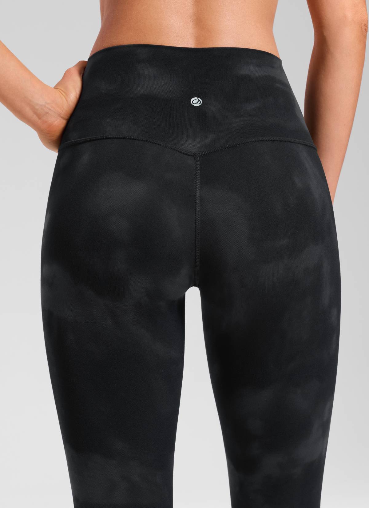 CRZ YOGA Women's Yoga Lounge High Rise Butterluxe Yoga Leggings 23'' Black Tie Dye Flowers