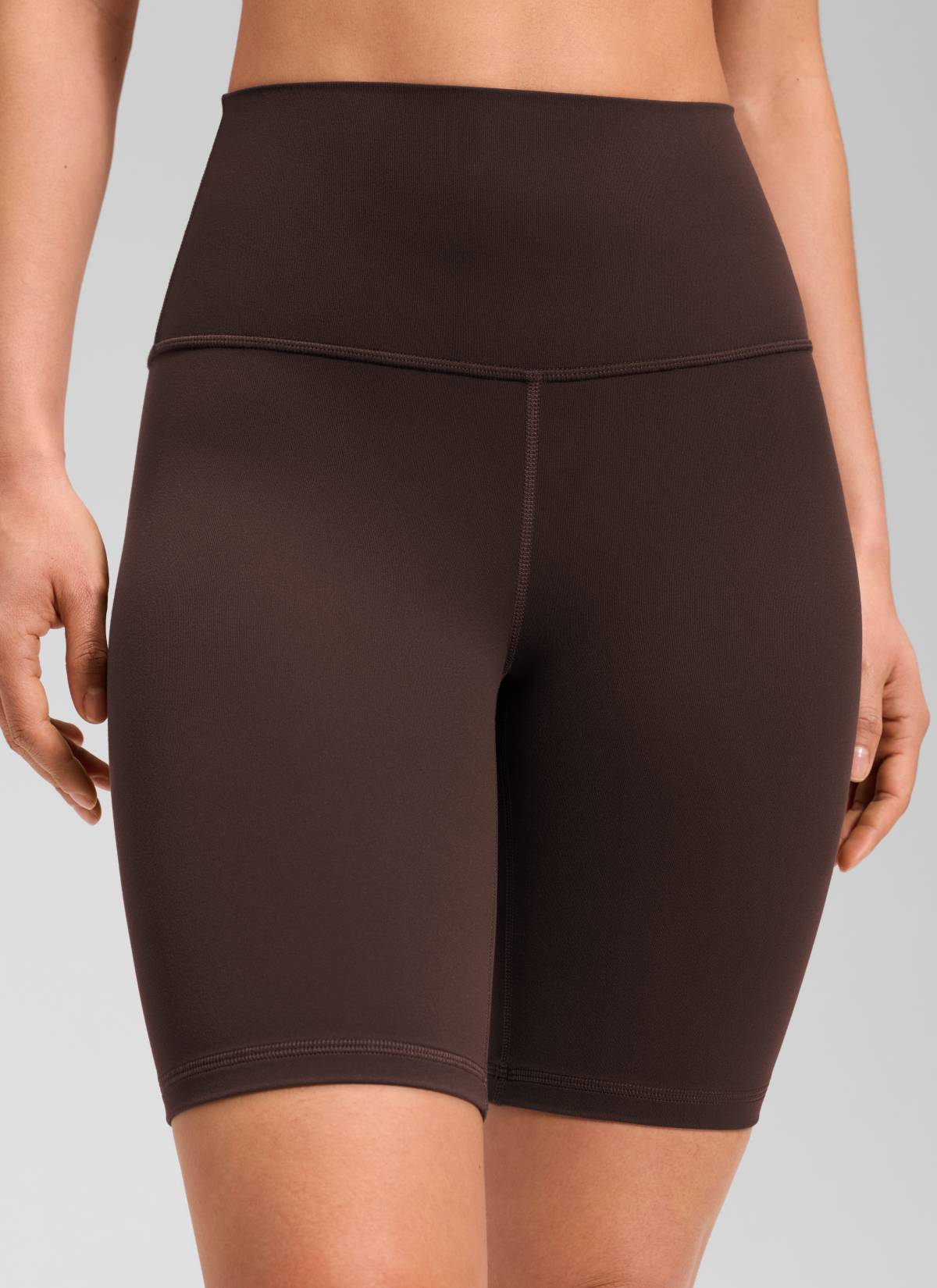CRZ YOGA Women's Yoga High Rise Butterluxe Long Biker Shorts 8'' Hot Fudge Brown