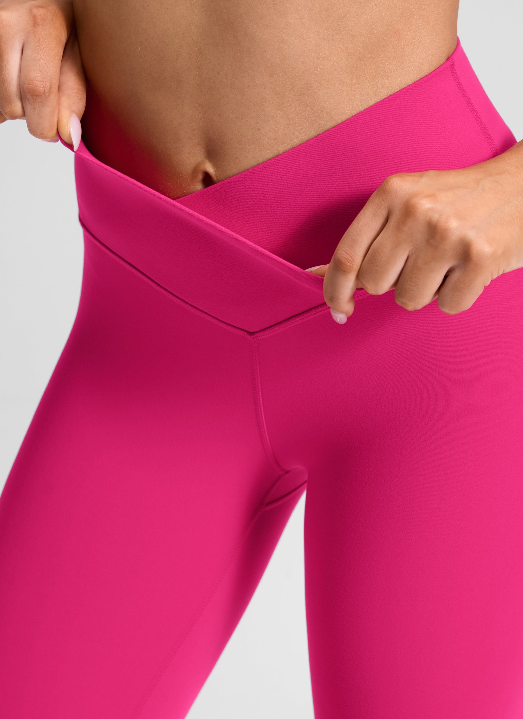 CRZ YOGA Women's High Rise Butterluxe Yoga Leggings 25'' V Cross Waist Granita Pink