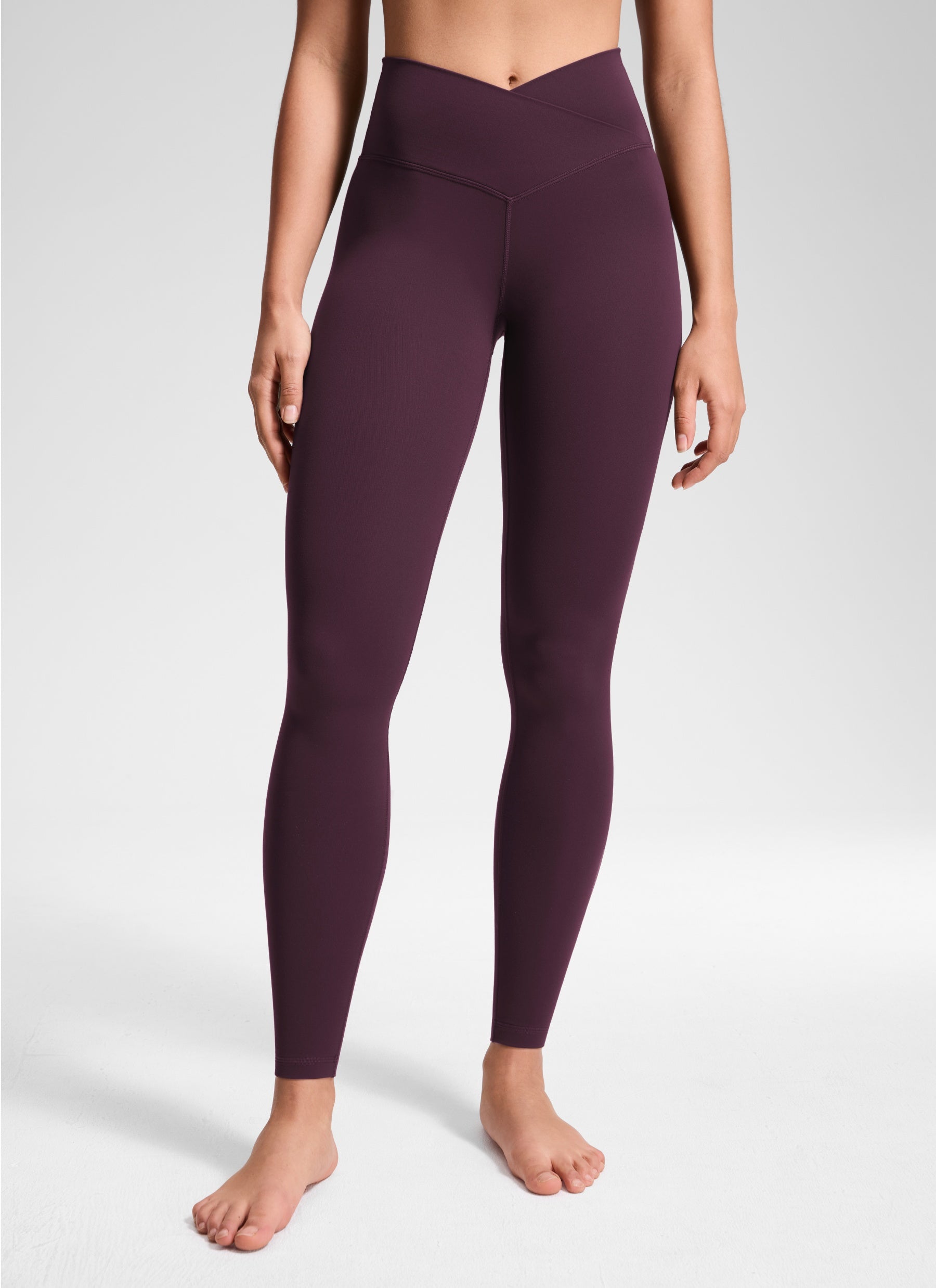 CRZ YOGA Women's High Rise Butterluxe Yoga Leggings 28'' V Cross Waist Deep Purple
