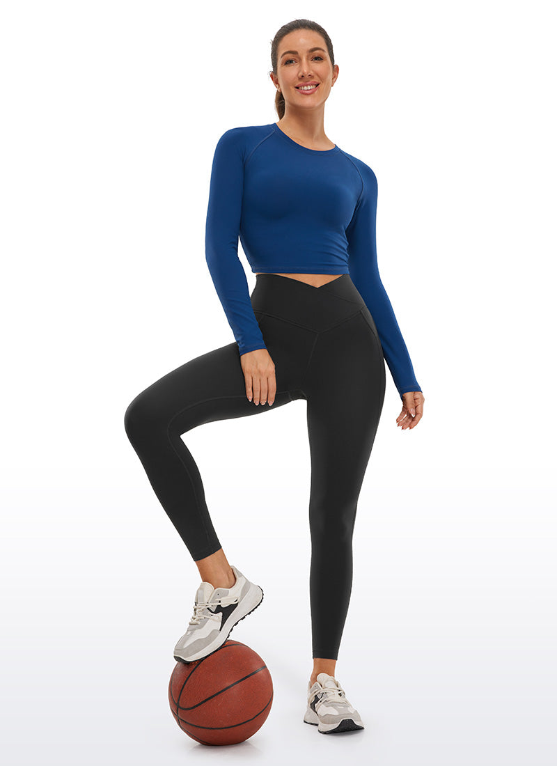 CRZ YOGA Butterluxe レディース クロスウエスト ポケット付きレギンス 64cm