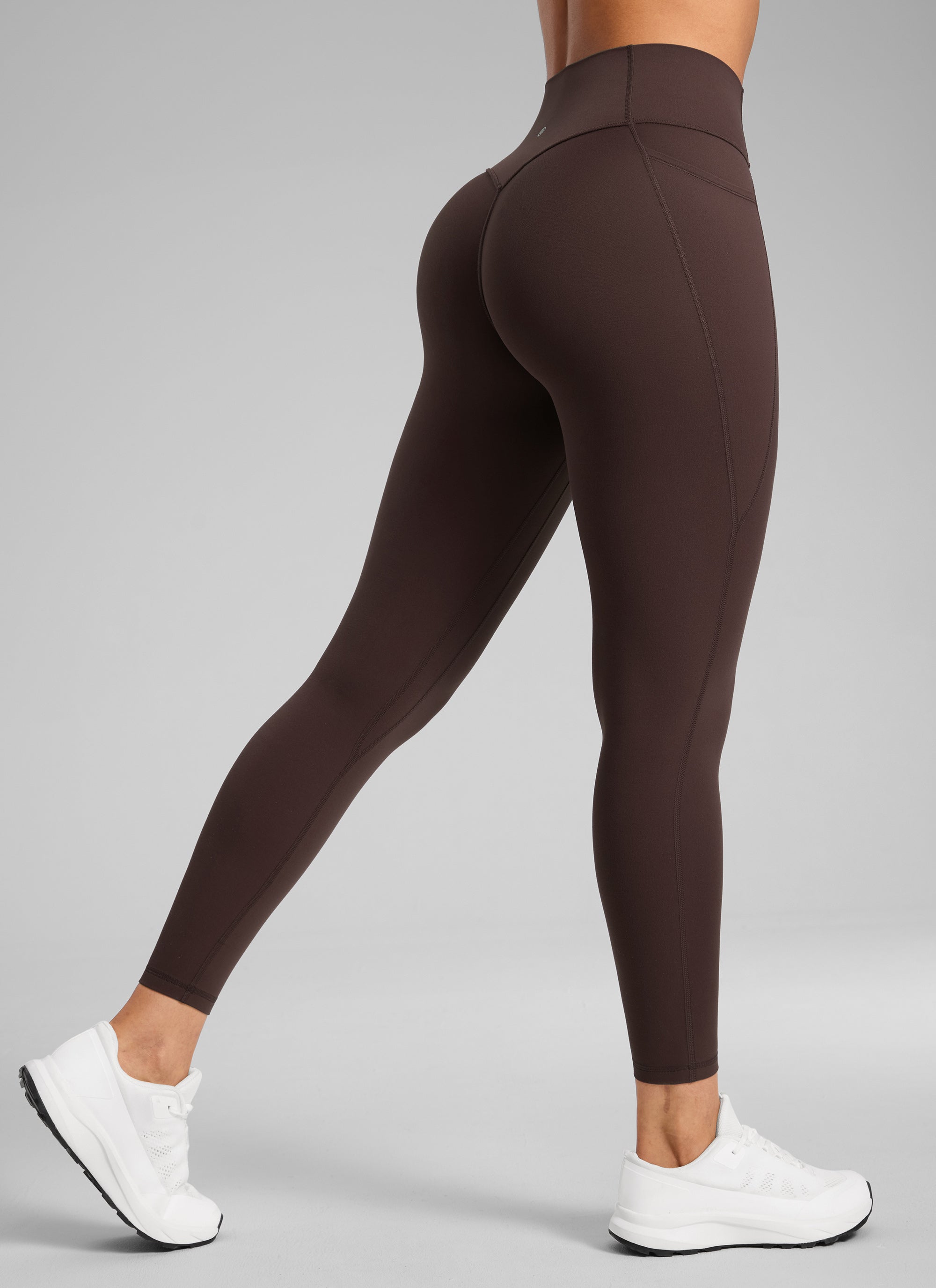 CRZ YOGA レディース「Butterlift 」ハイライズ・フロントシームなし・ポケット付きレギンス ホットファッジブラウン