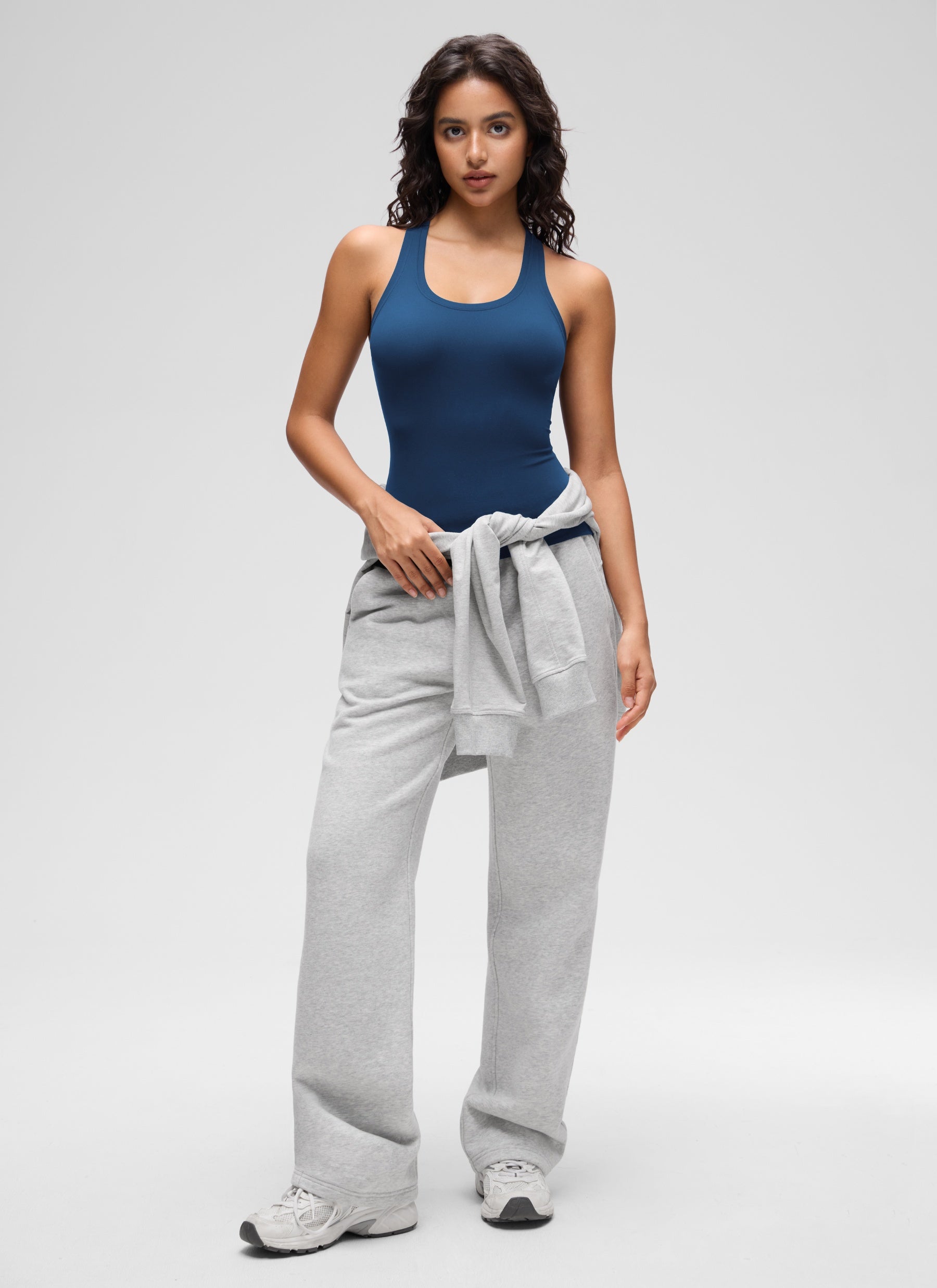 CRZ YOGA Women's Yoga Tight Fit Butterluxe Crewneck Tank Top Racerback French Navy