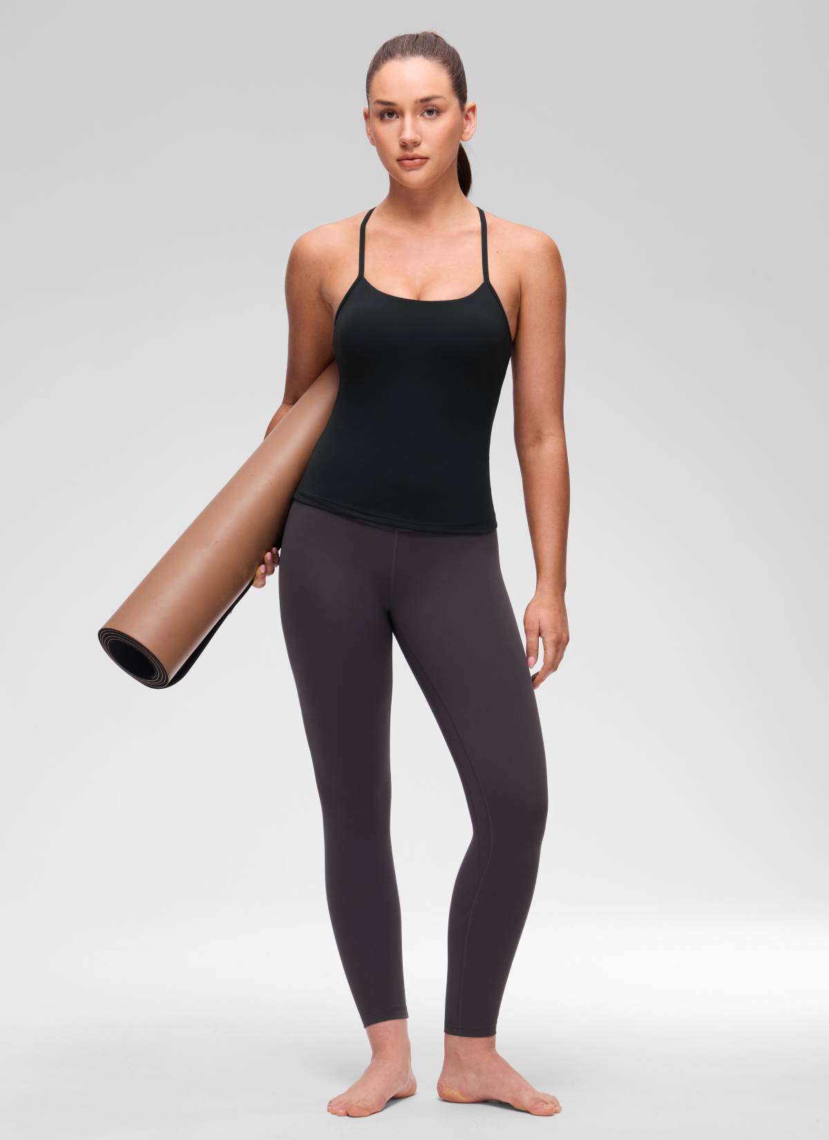 CRZ YOGA レディース ヨガ スリムフィット Butterluxe ブラトップ一体型 タンクトップ Yバック ブラック