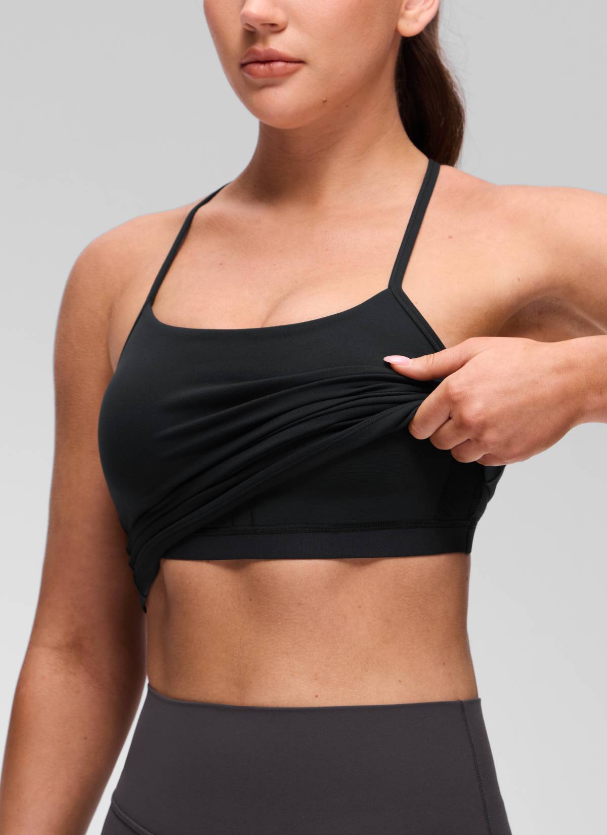 CRZ YOGA レディース ヨガ スリムフィット Butterluxe ブラトップ一体型 タンクトップ Yバック ブラック