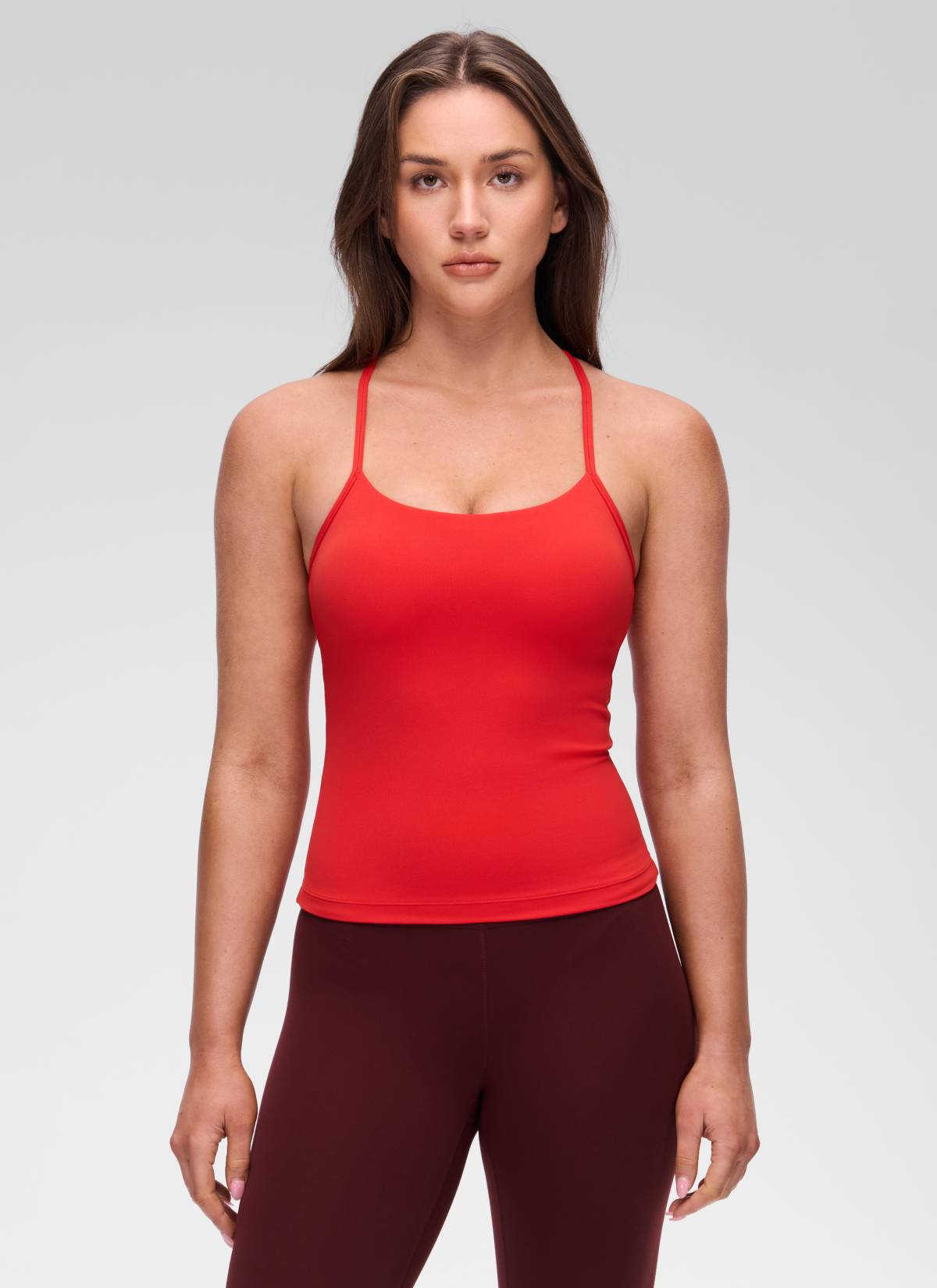 CRZ YOGA レディース ヨガ スリムフィット Butterluxe ブラトップ一体型 タンクトップ Yバック ディープレッド