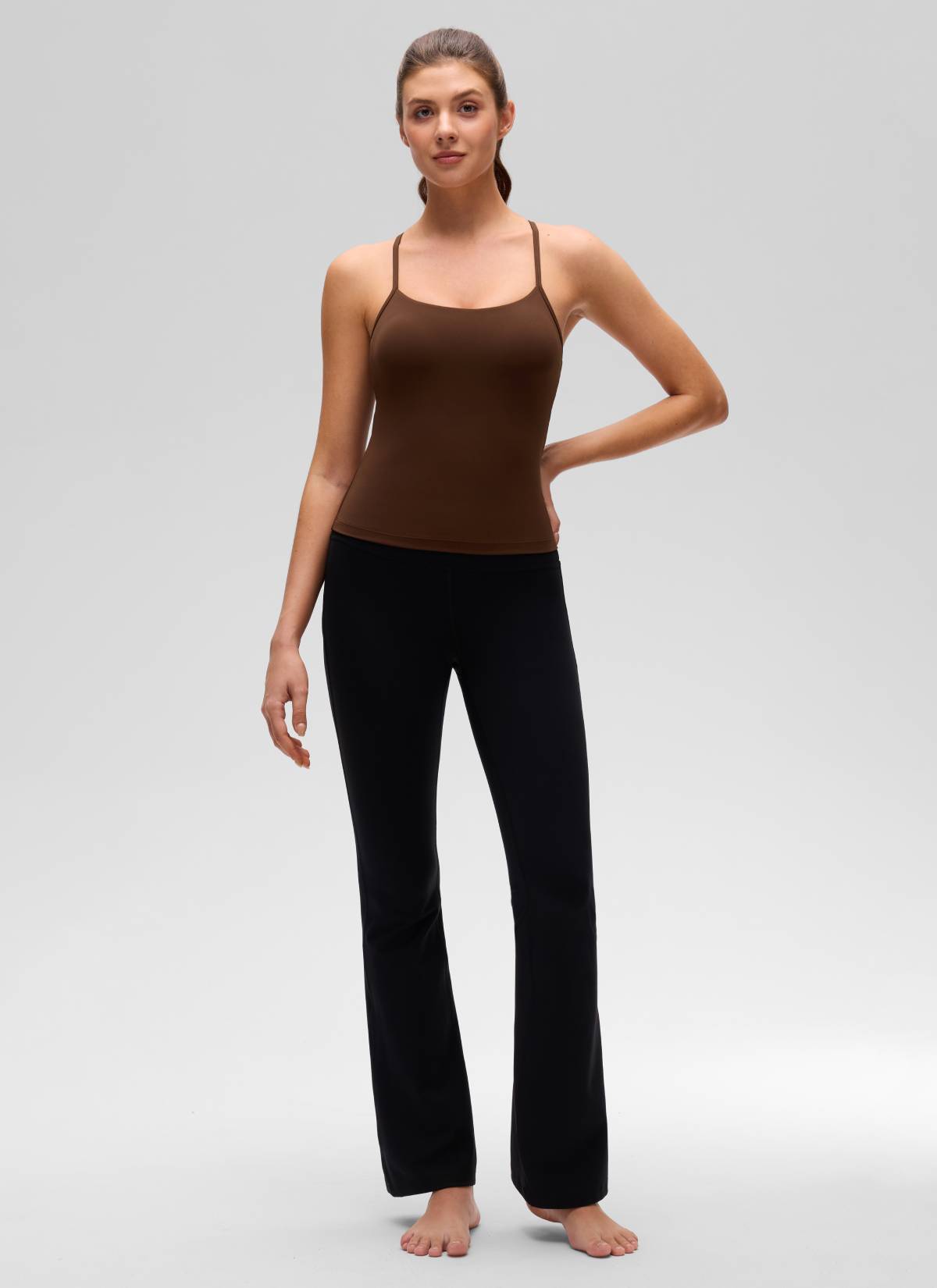 CRZ YOGA レディース ヨガ スリムフィット Butterluxe ブラトップ一体型 タンクトップ Yバック ラヴァブラウン