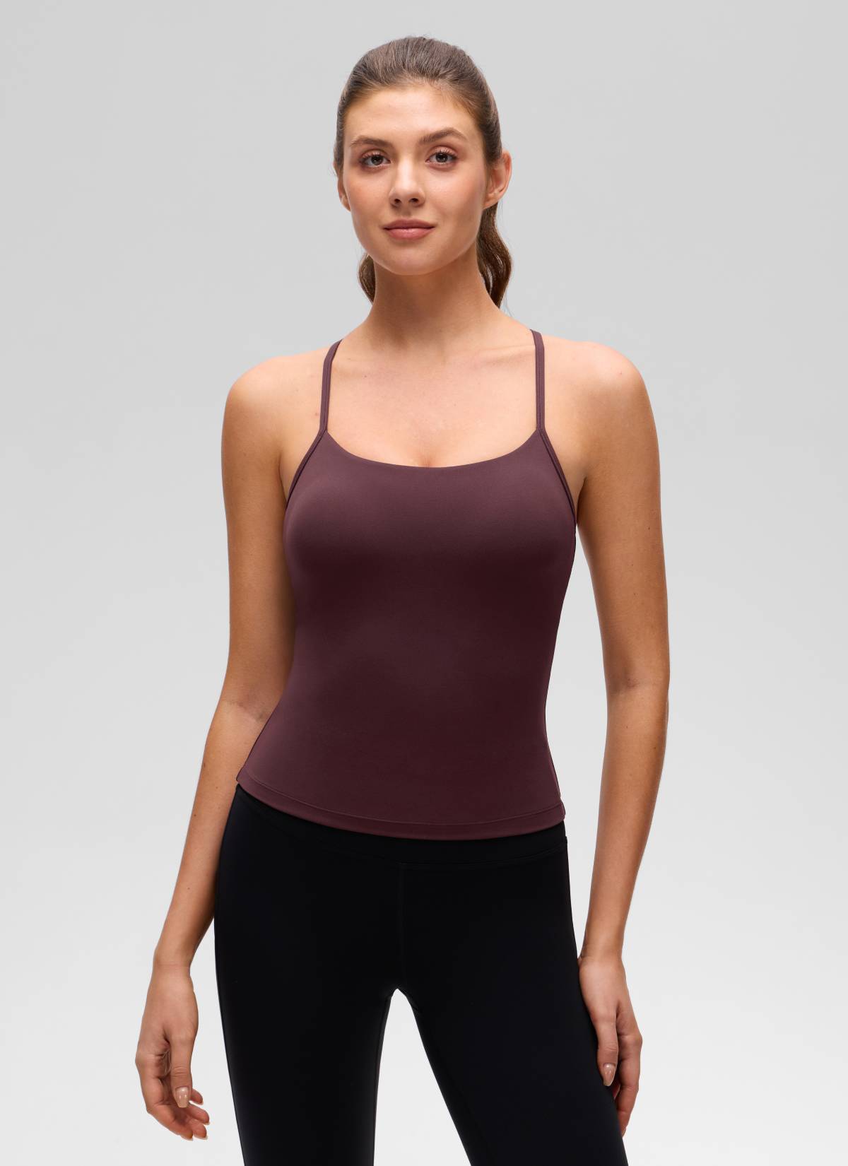 CRZ YOGA レディース ヨガ スリムフィット Butterluxe ブラトップ一体型 タンクトップ Yバック ライププラム