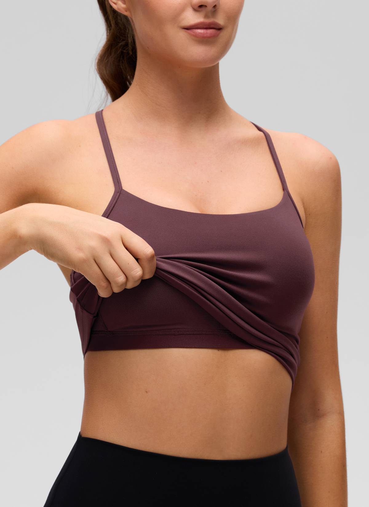 CRZ YOGA レディース ヨガ スリムフィット Butterluxe ブラトップ一体型 タンクトップ Yバック ライププラム