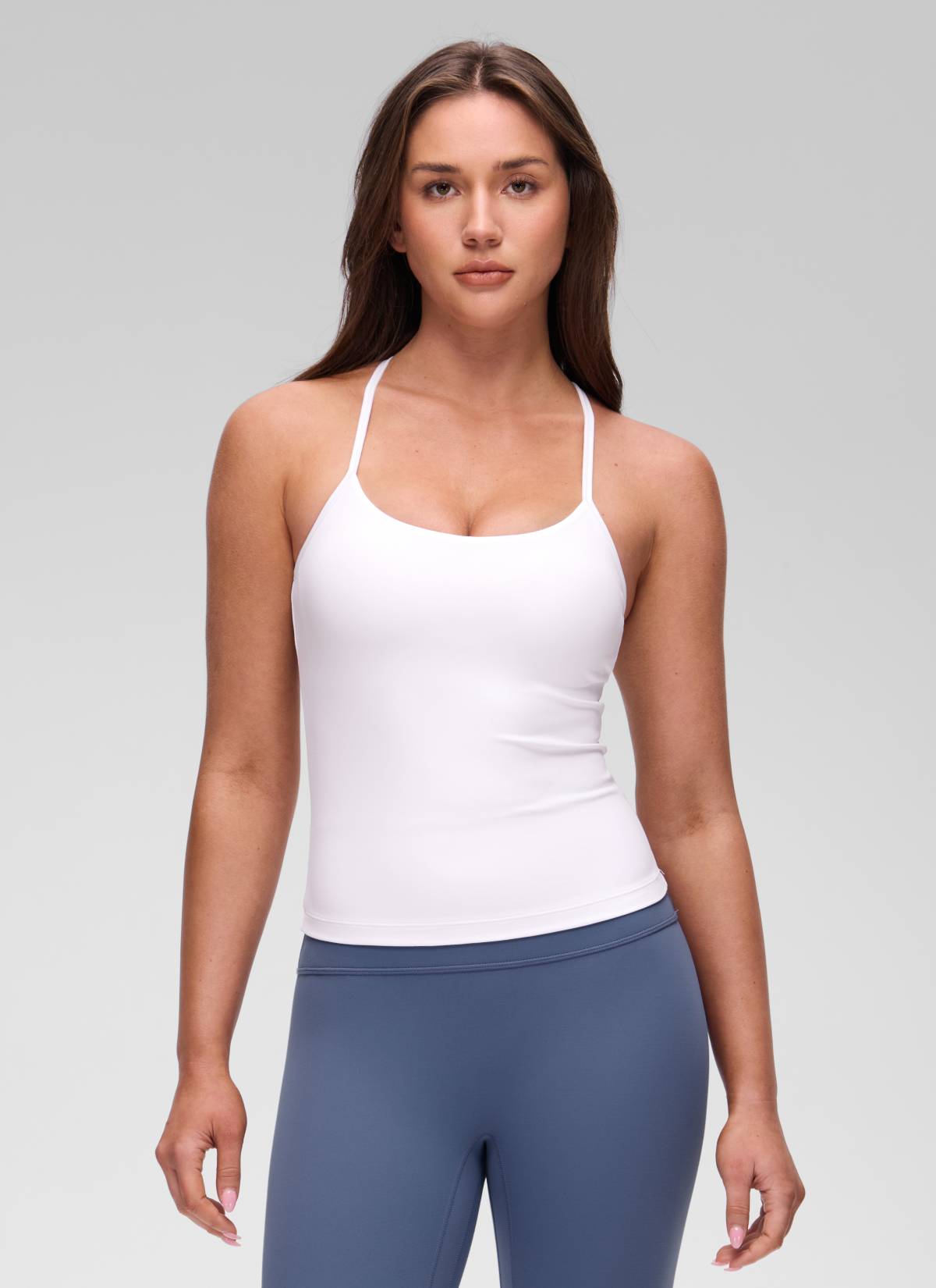 CRZ YOGA レディース ヨガ スリムフィット Butterluxe ブラトップ一体型 タンクトップ Yバック ホワイト