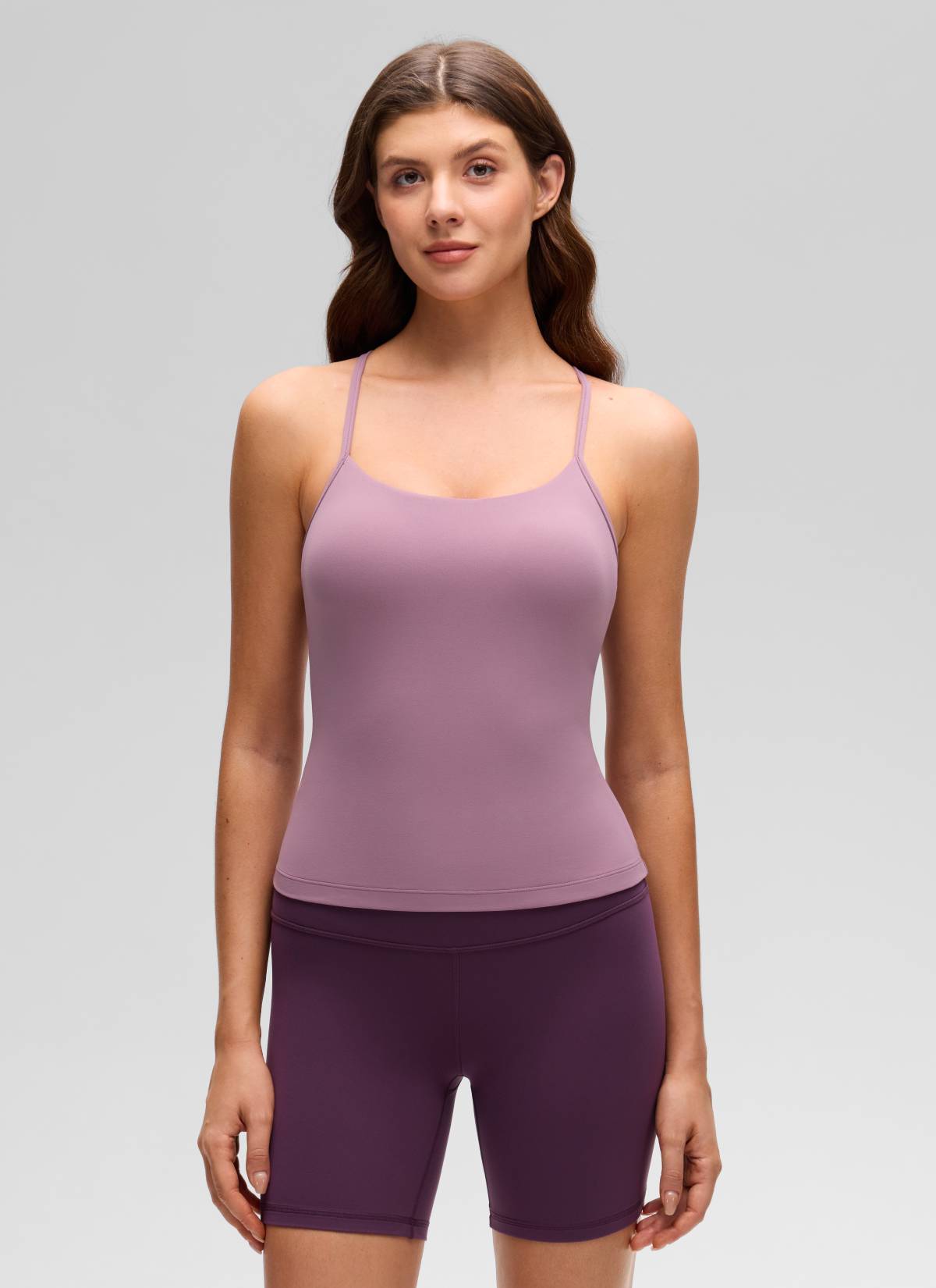 CRZ YOGA レディース ヨガ スリムフィット Butterluxe ブラトップ一体型 タンクトップ Yバック ライトラベンダー