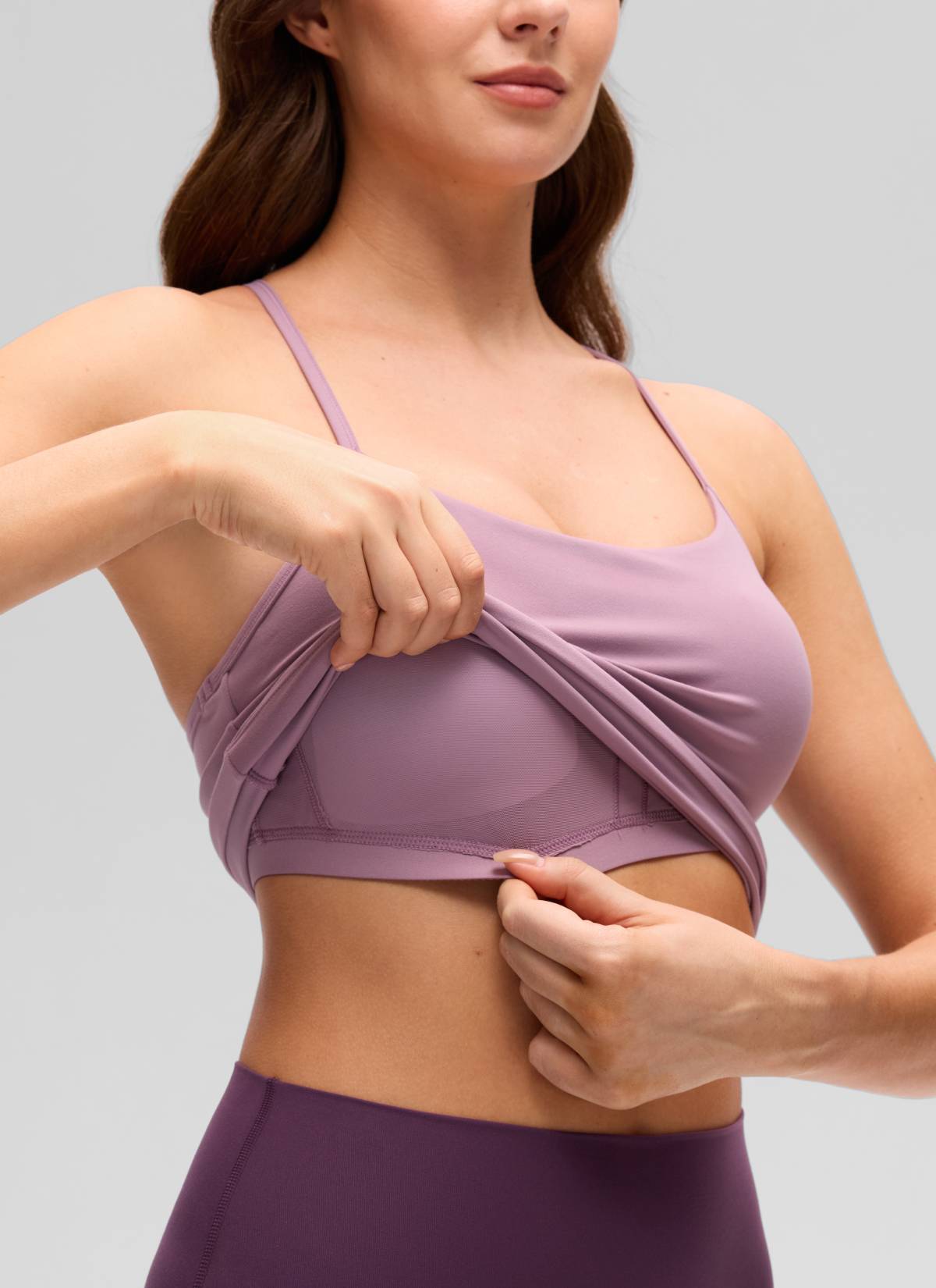 CRZ YOGA レディース ヨガ スリムフィット Butterluxe ブラトップ一体型 タンクトップ Yバック ライトラベンダー