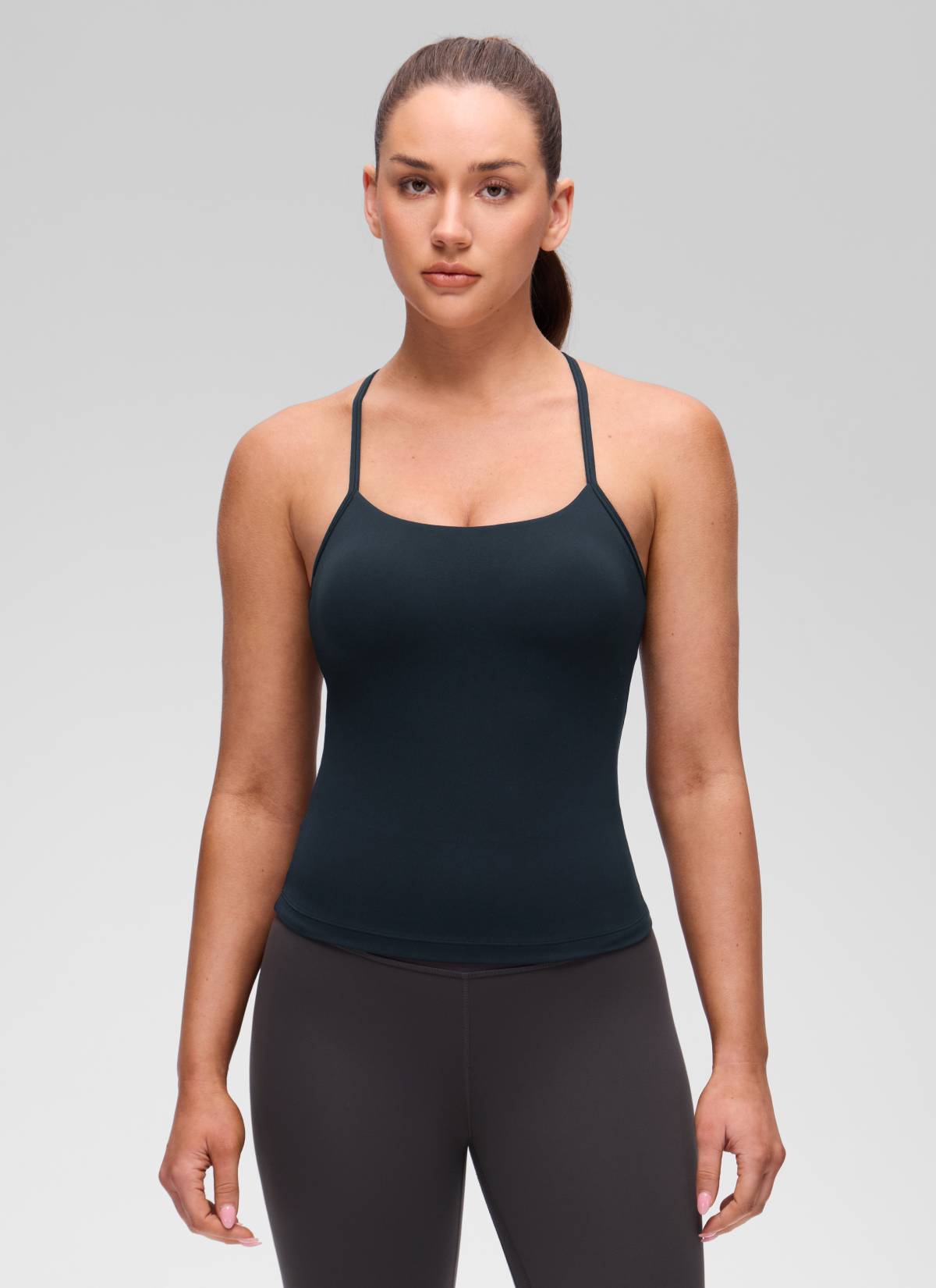 CRZ YOGA レディース ヨガ スリムフィット Butterluxe ブラトップ一体型 タンクトップ Yバック トゥルーネイビー