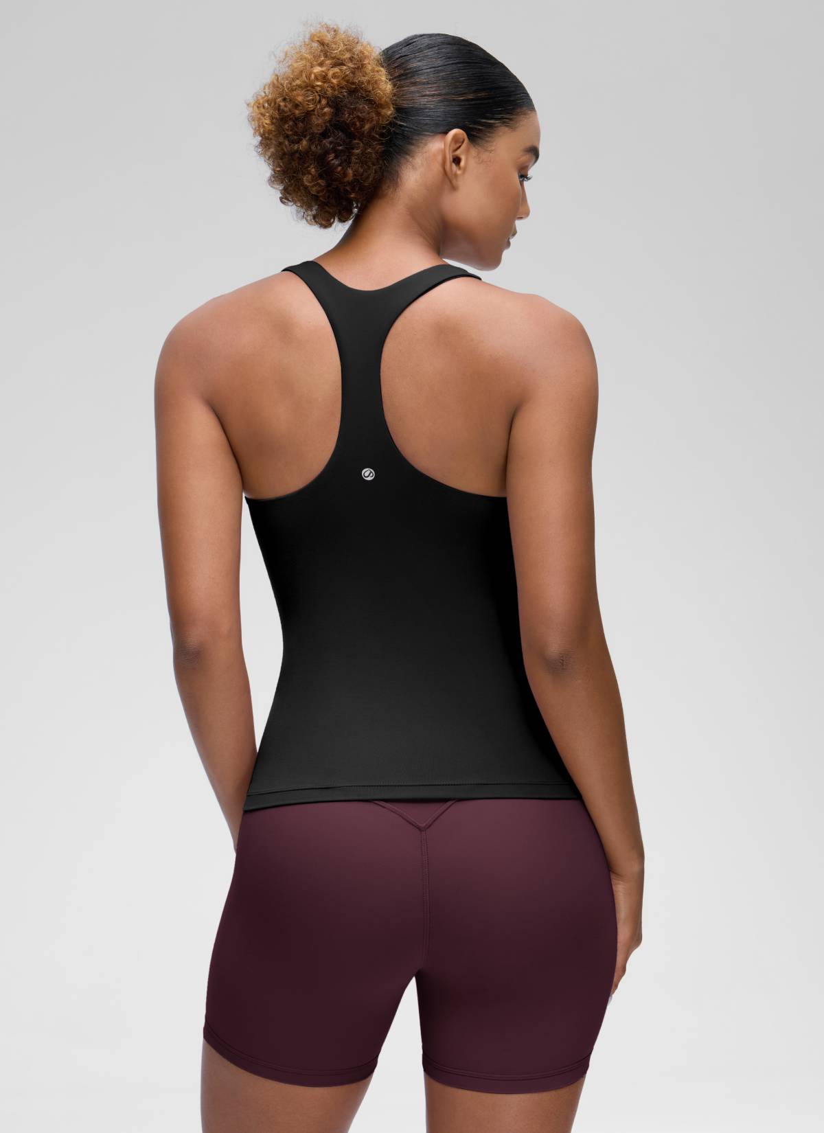 CRZ YOGA レディース ヨガ タイトフィット トップスButterluxe ブラ付きタンクトップ ブラック