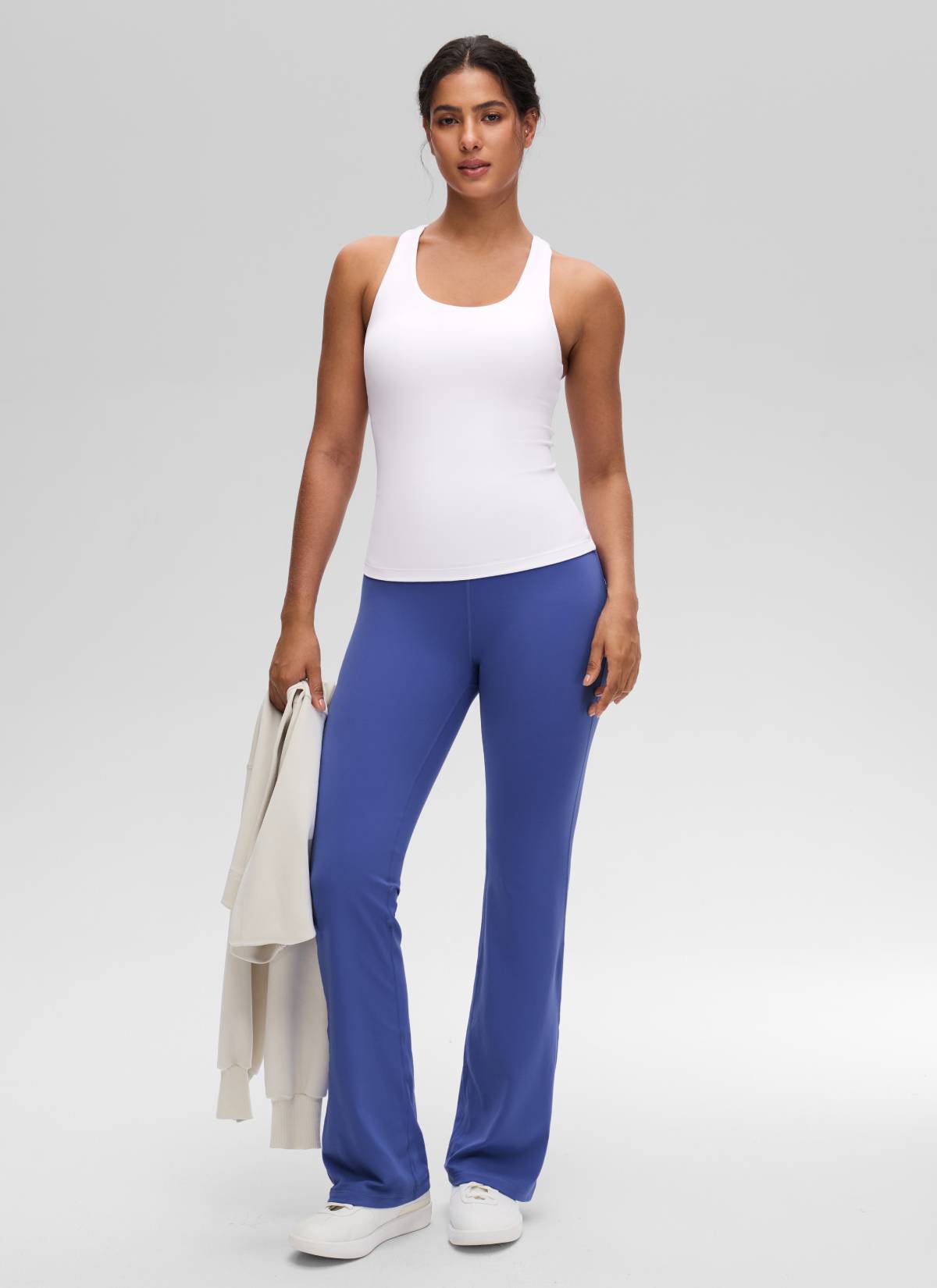 CRZ YOGA レディース ヨガ タイトフィット トップスButterluxe ブラ付きタンクトップ ホワイト