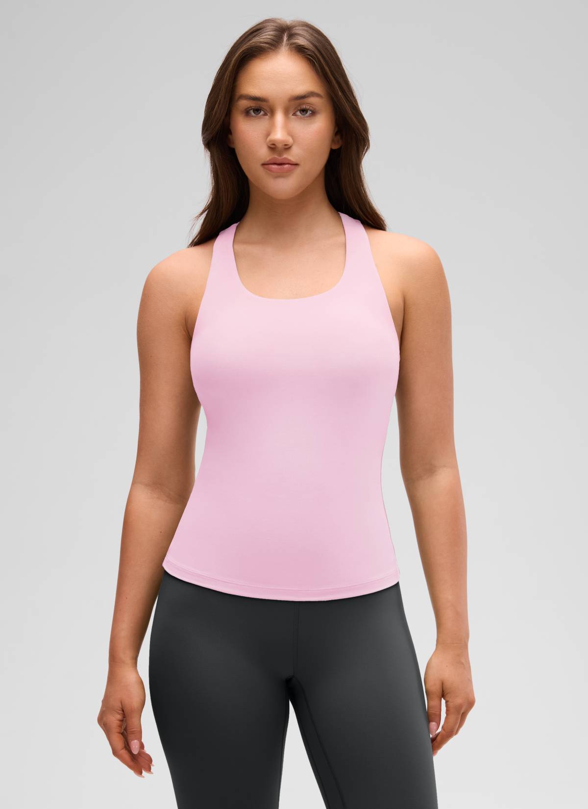 CRZ YOGA レディース ヨガ タイトフィット トップスButterluxe ブラ付きタンクトップ ピンク・ピーオニー