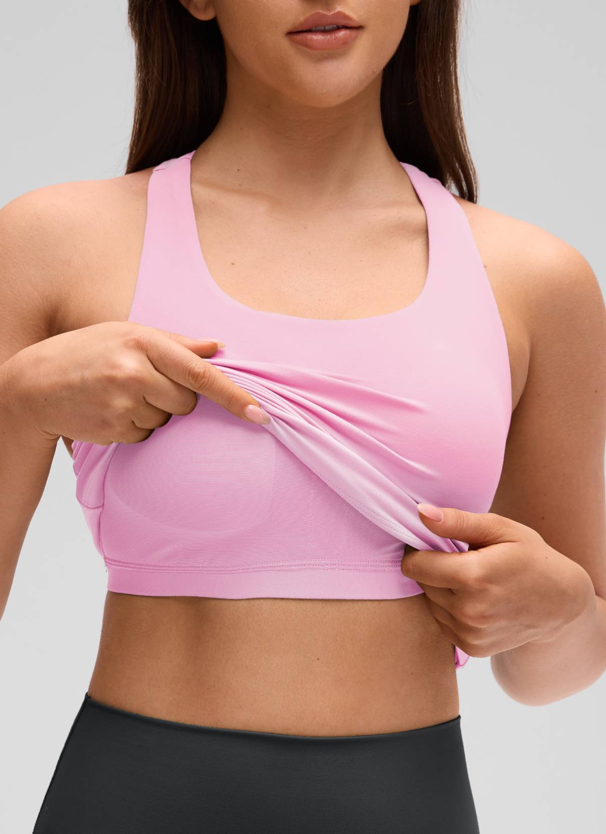 CRZ YOGA レディース ヨガ タイトフィット トップスButterluxe ブラ付きタンクトップ ピンク・ピーオニー