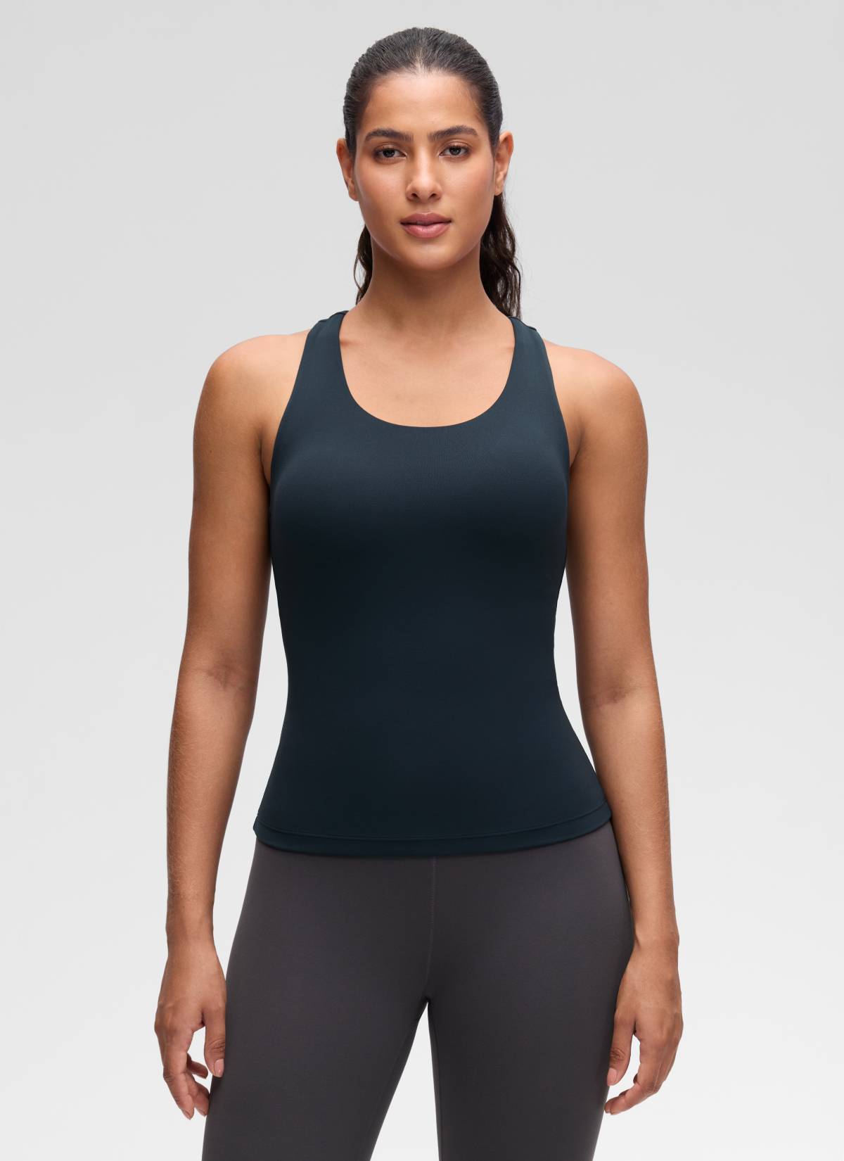 CRZ YOGA レディース ヨガ タイトフィット トップスButterluxe ブラ付きタンクトップ トゥルーネイビー