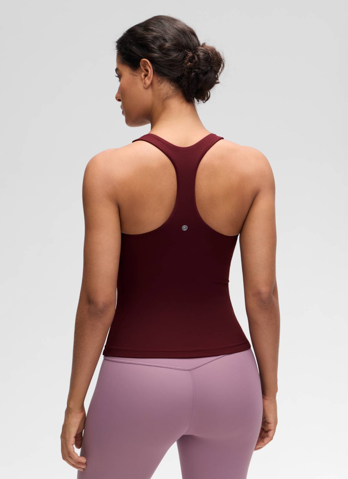 CRZ YOGA レディース ヨガ タイトフィット トップスButterluxe ブラ付きタンクトップ レッド・メルロー