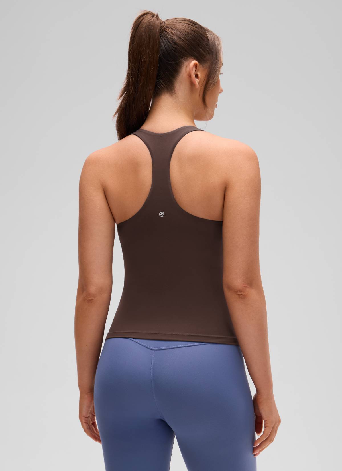CRZ YOGA レディース ヨガ タイトフィット トップスButterluxe ブラ付きタンクトップ ホットファッジブラウン