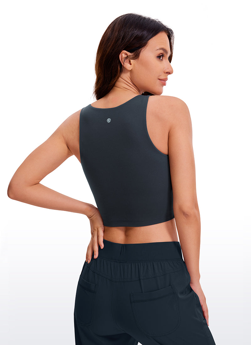 CRZ YOGA レディース ヨガ タイトフィット Butterluxe タンクトップ レーサーバック クロップド トゥルーネイビー