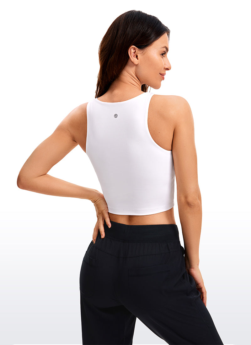 CRZ YOGA レディース ヨガ タイトフィット Butterluxe タンクトップ レーサーバック クロップド ホワイト